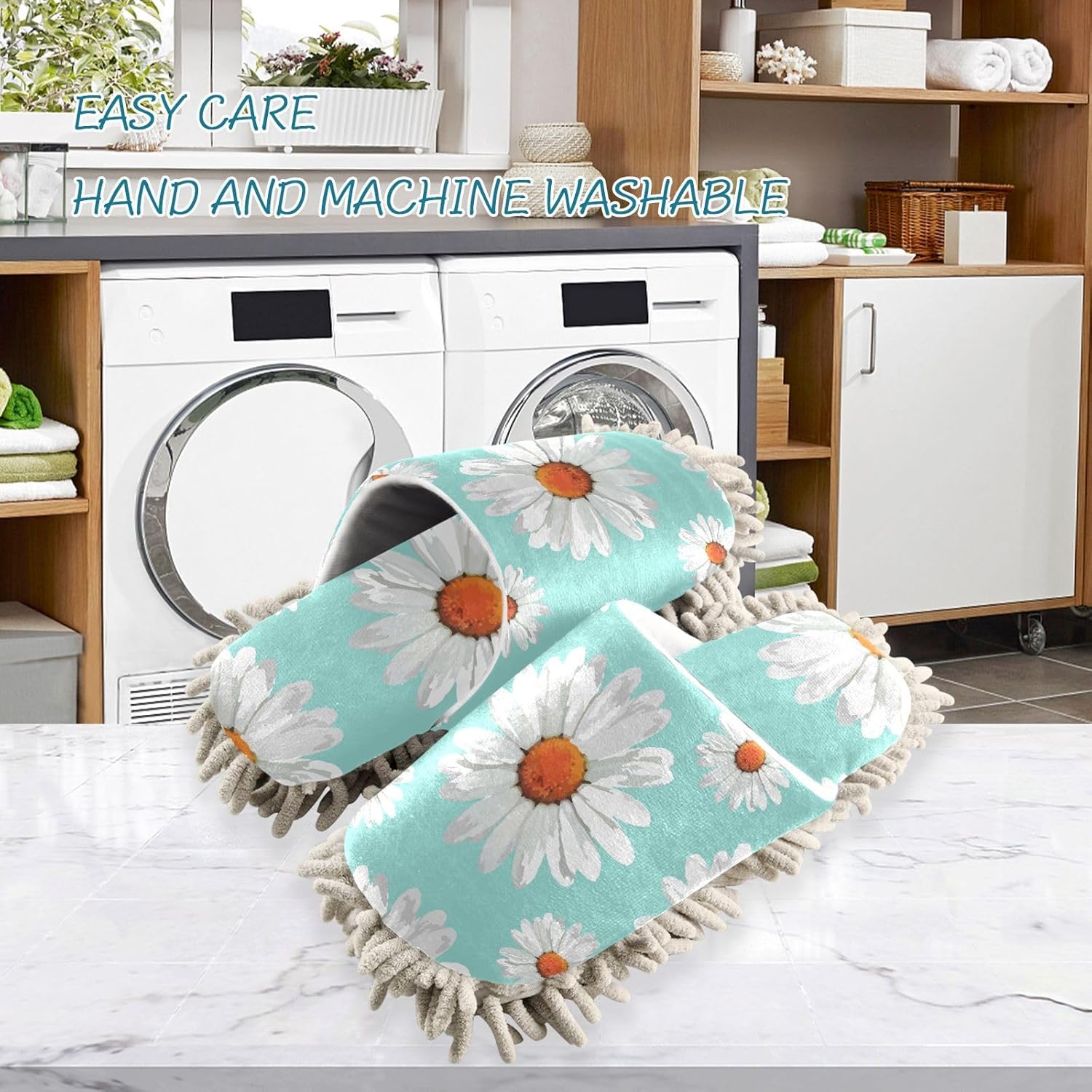 Kigai Microfiber Slippers with Chamomiles Pattern
