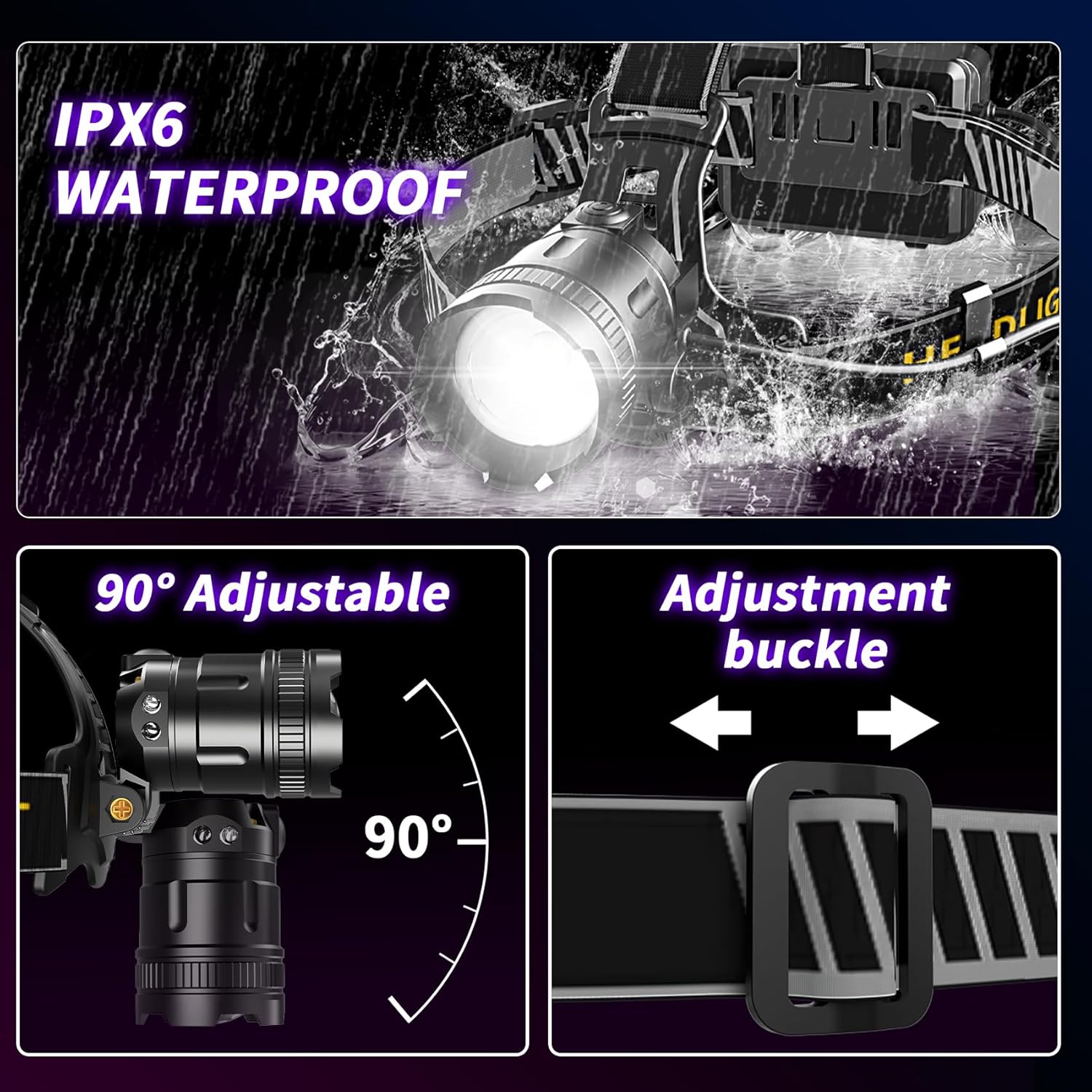 100000 Lumens Spotlight Headlamp for Camping Hunting and Travel