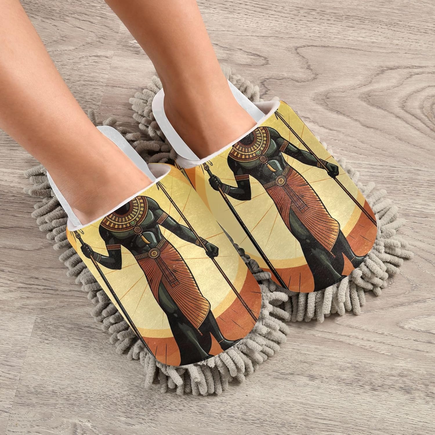 Cozy White Anubis Mop Slippers for Easy Cleaning at Home