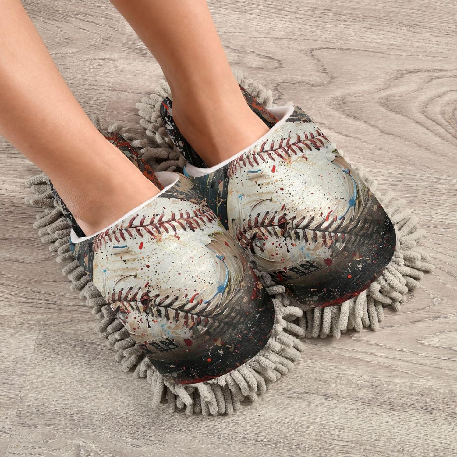 Stylish Baseball Microfiber Slippers for Cleaning Washable Comfortable