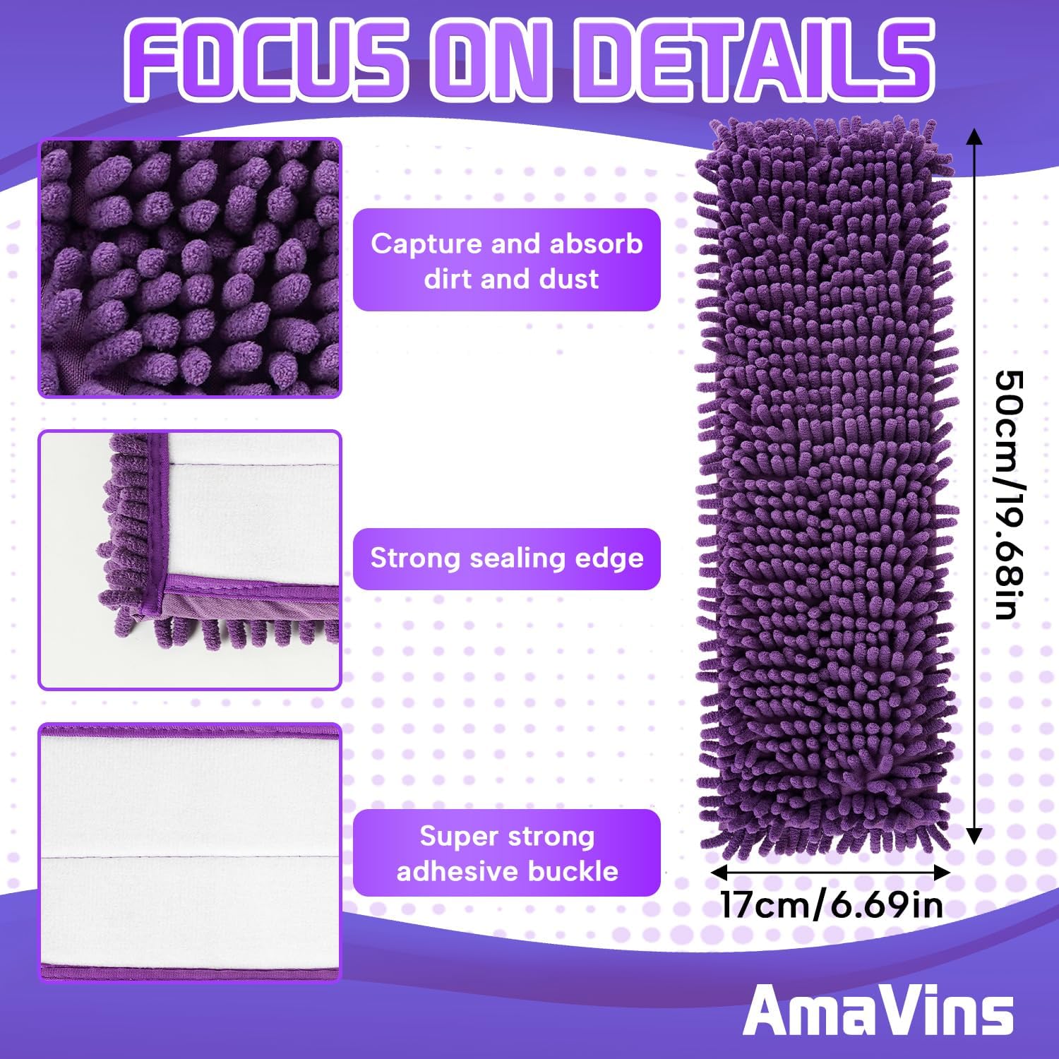 AmaVins 2-Pack Pet System Microfiber Mop Pad with Bona Mop Compatibility