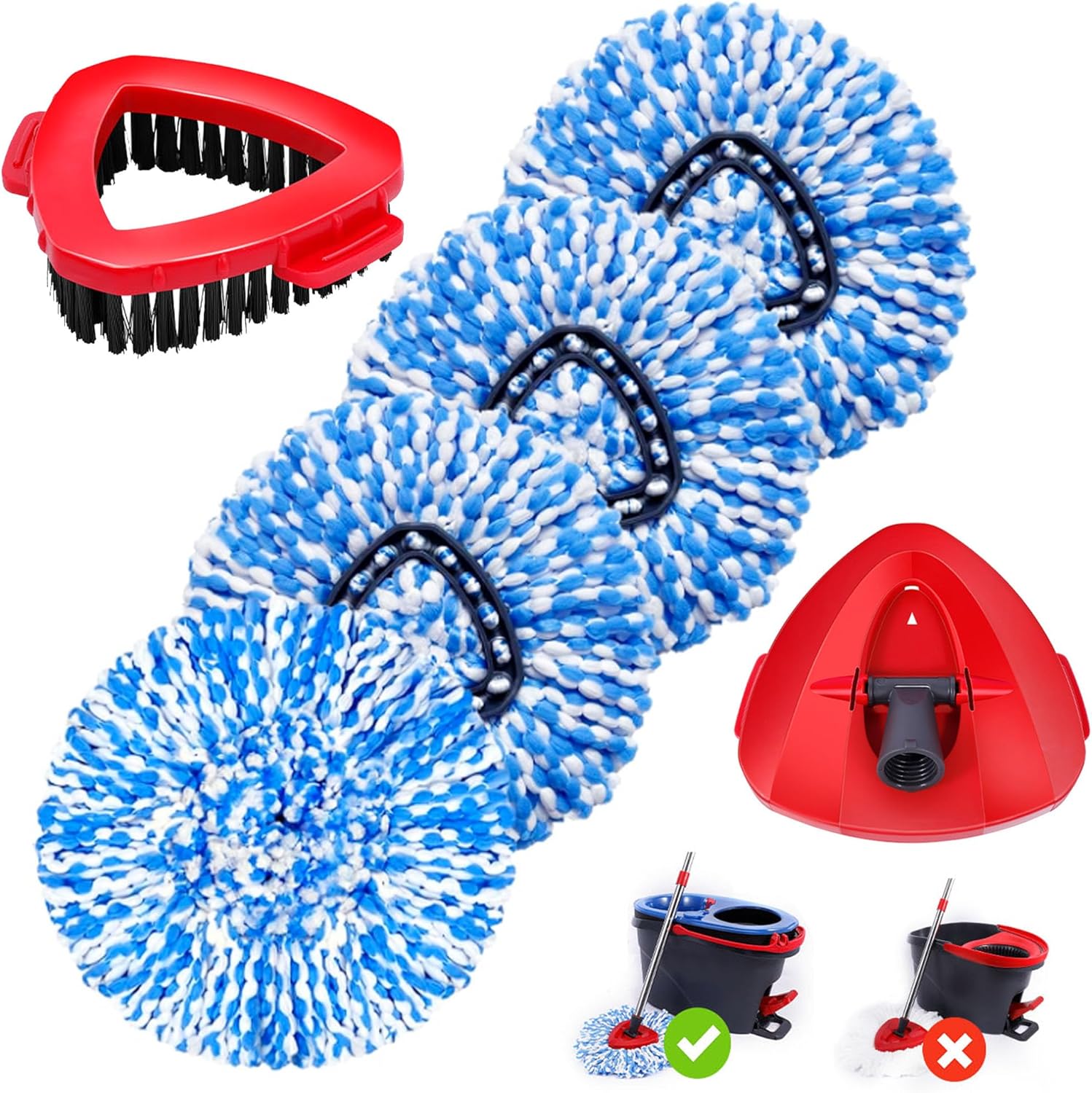 WaIE Jiemi4-Piece Mop Replacement Heads for Oceda RinseClean 2-Tank System