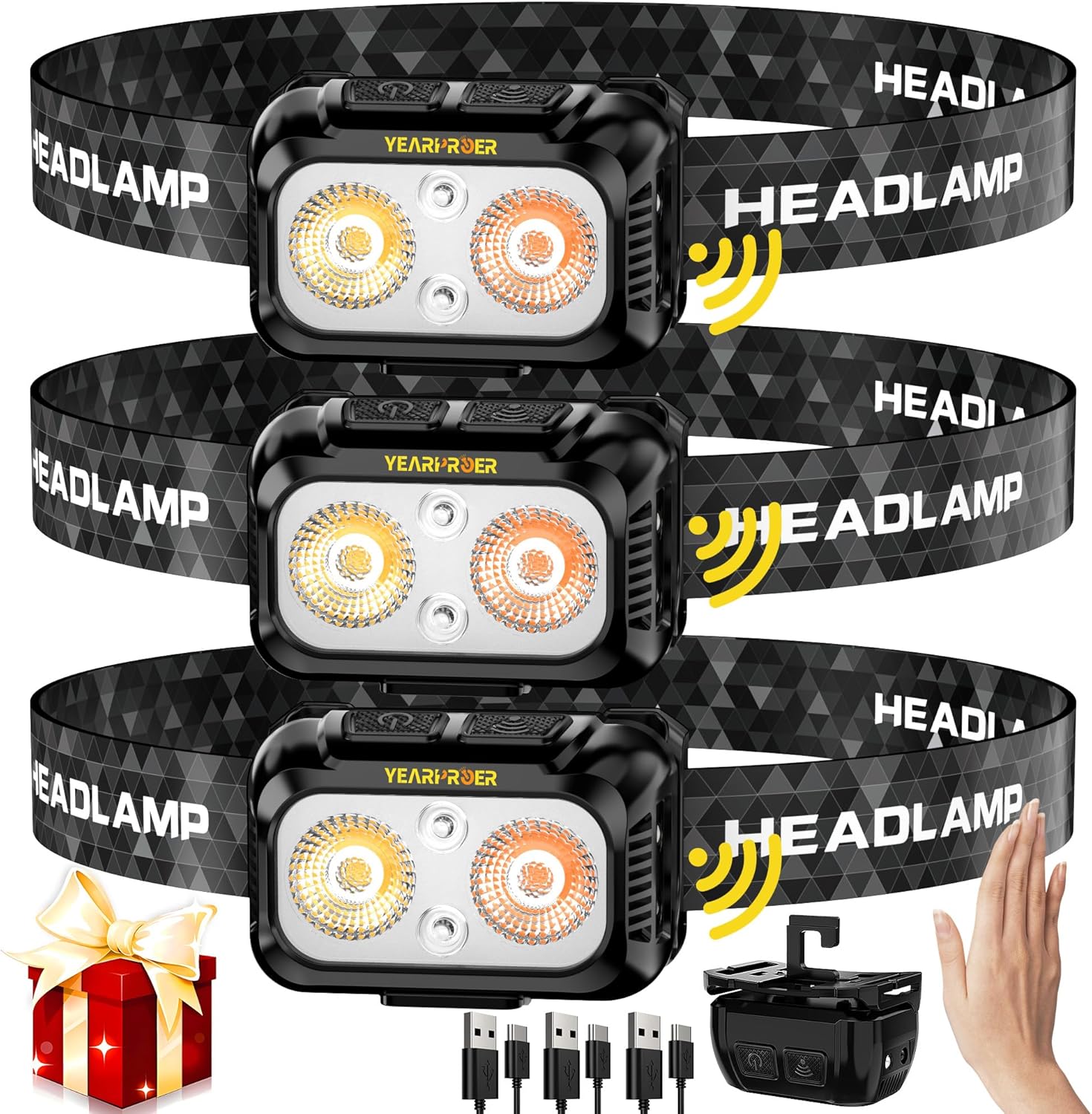 10-Piece Headlamp Set Waterproof Red Blue