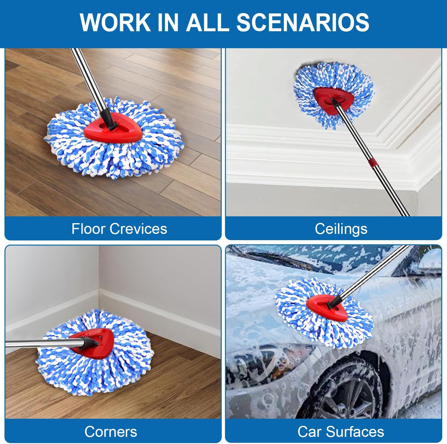 4-Pack Mop Replacement Heads for O Cedar RinseClean 2 Tank System