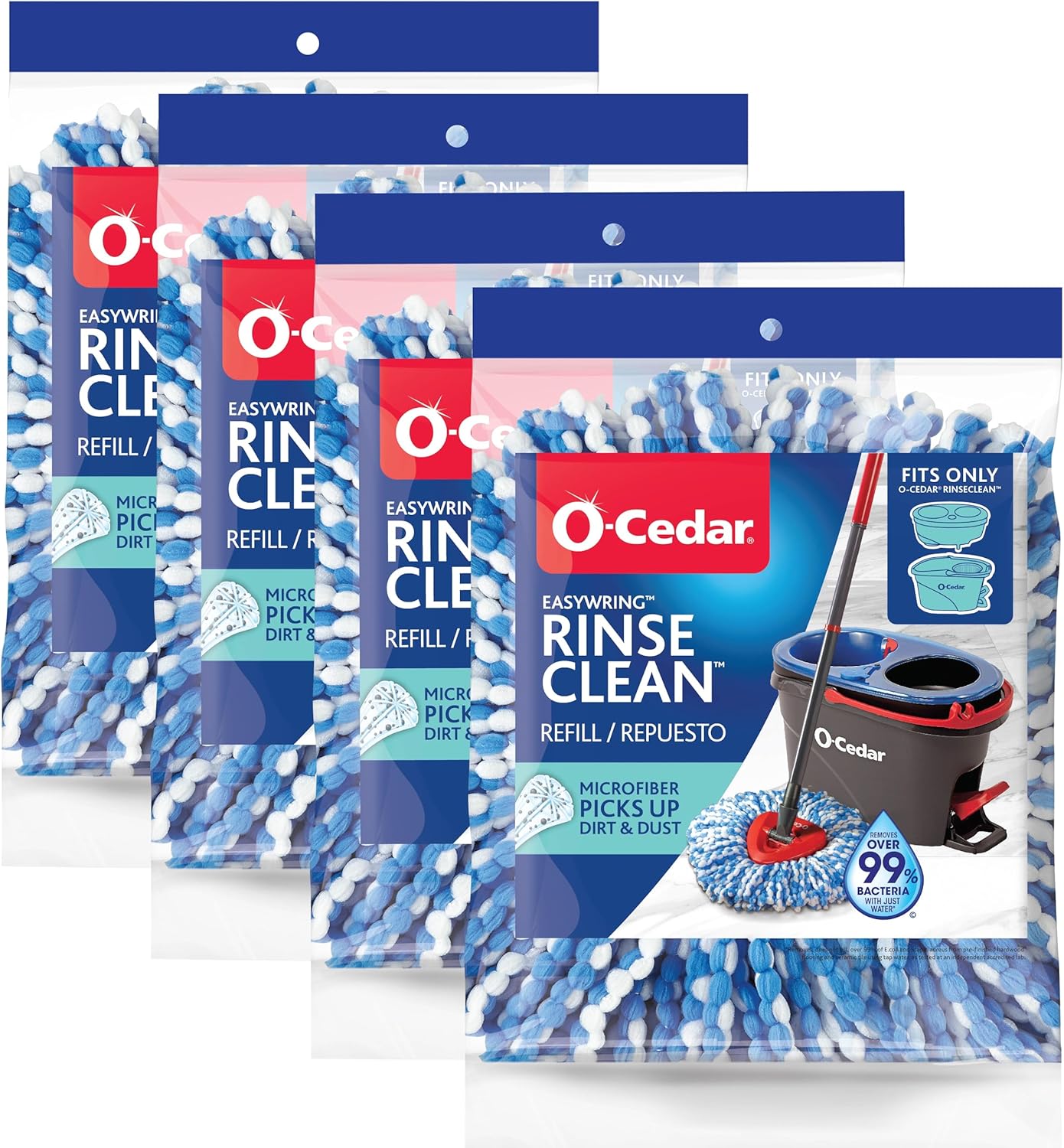 O-Cedar EasyWring RinseClean Refill 4-Pack Blue