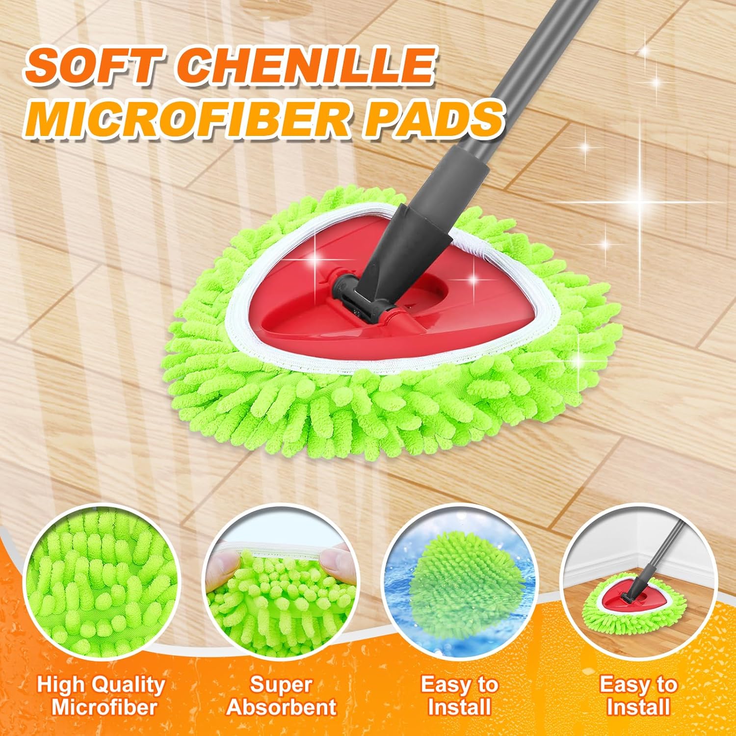 4 Pack Mop Pad Replacement for O-Cedar Spin Mop System
