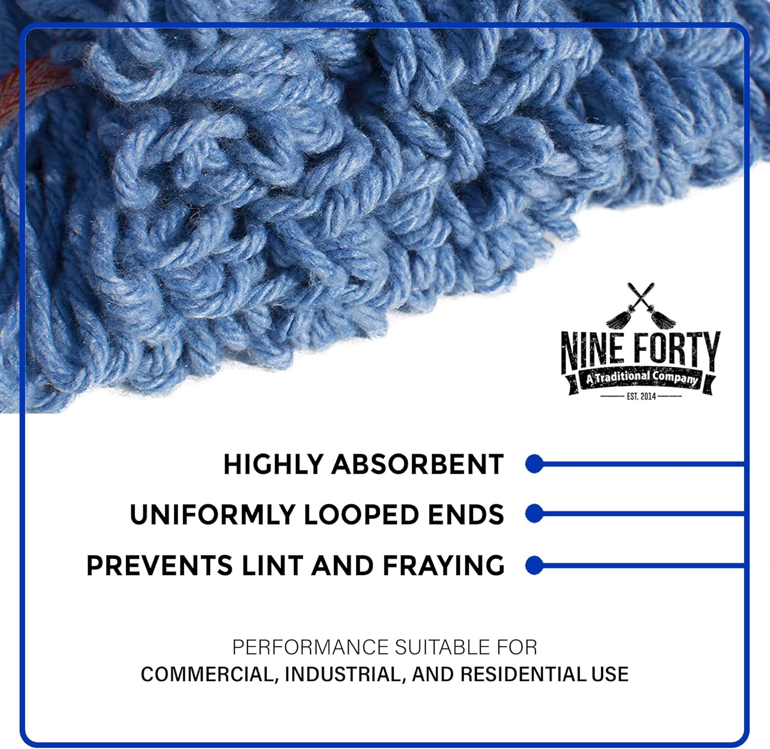 Durable Industrial Dry Mop Heads 20-Inch Loop Refill x6