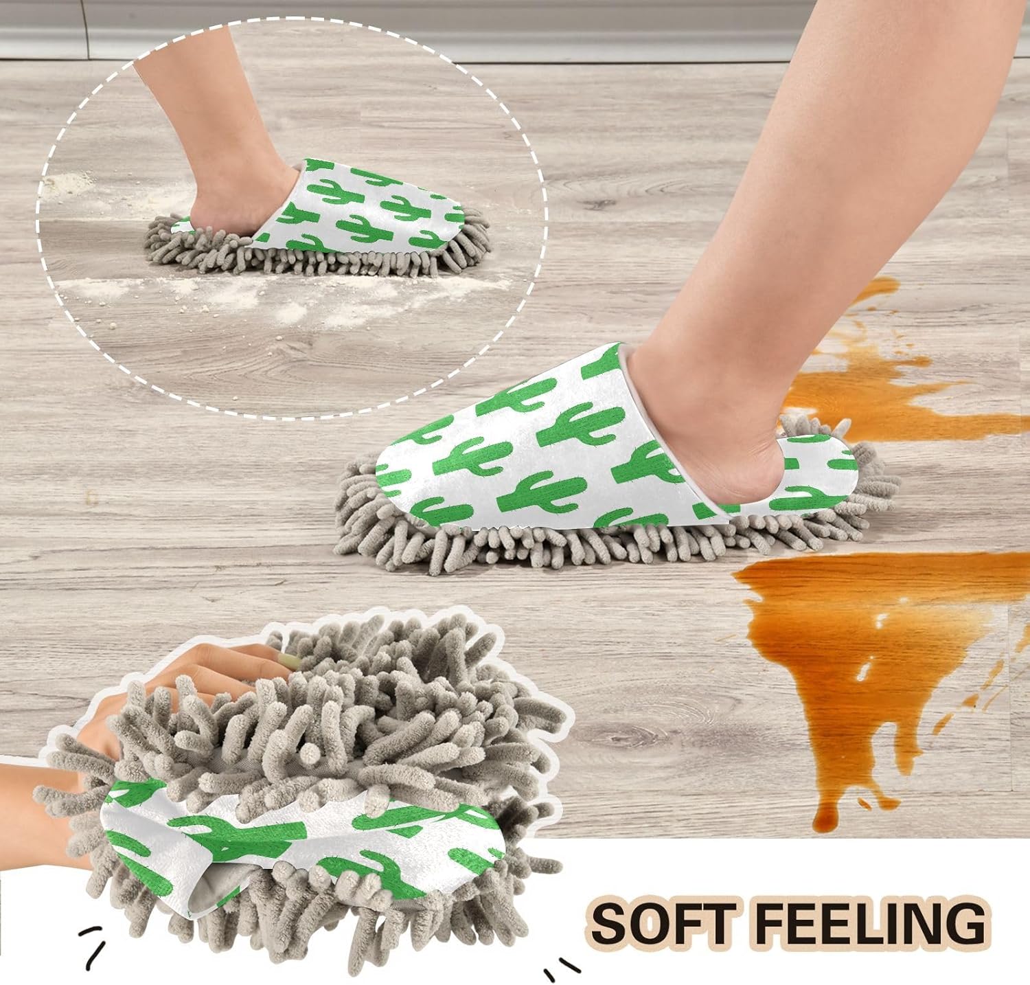 Cactus Mop Slippers for Unisex Floor Cleaning