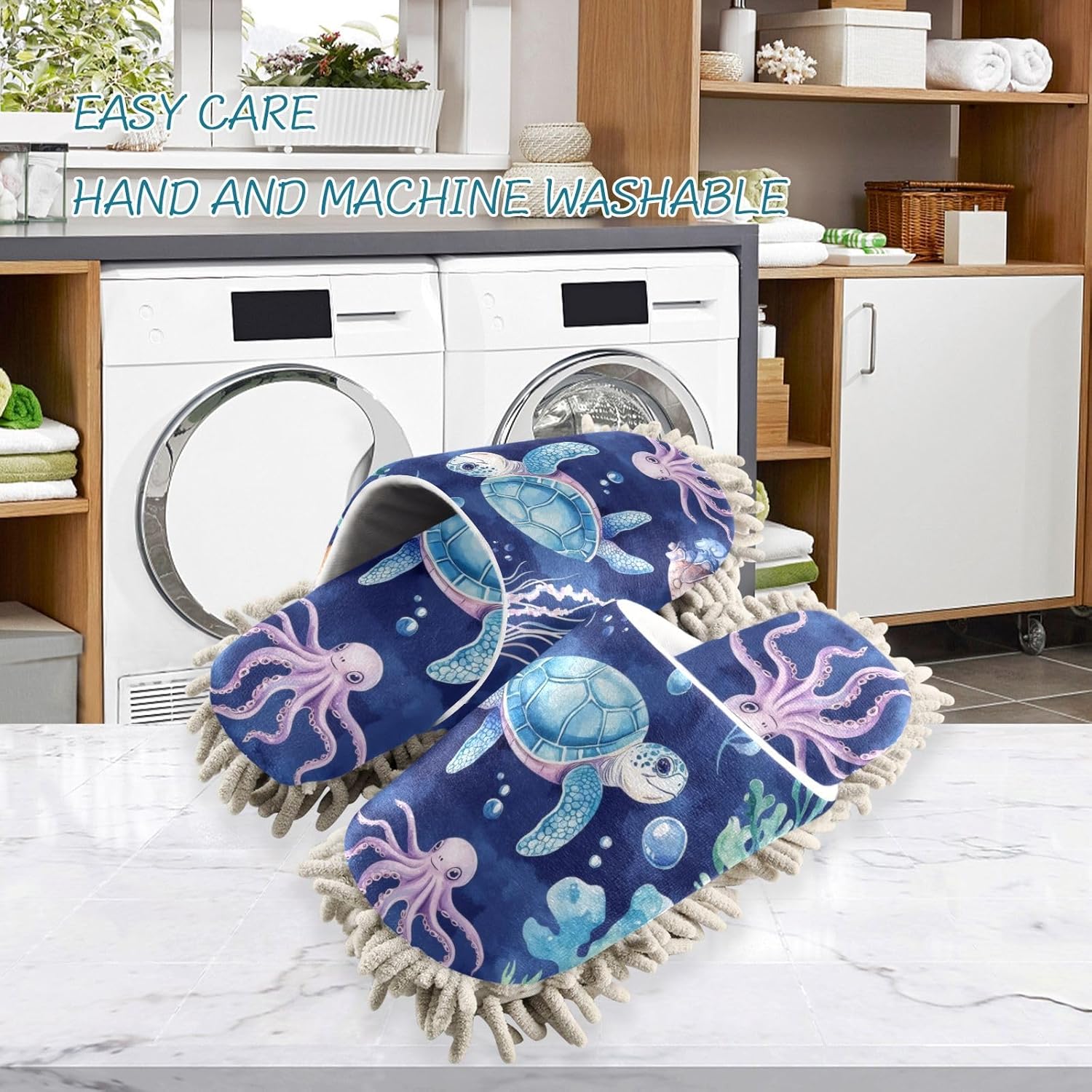 Cute Sea Animal Slippers for MenWomen Washable Floor Mop