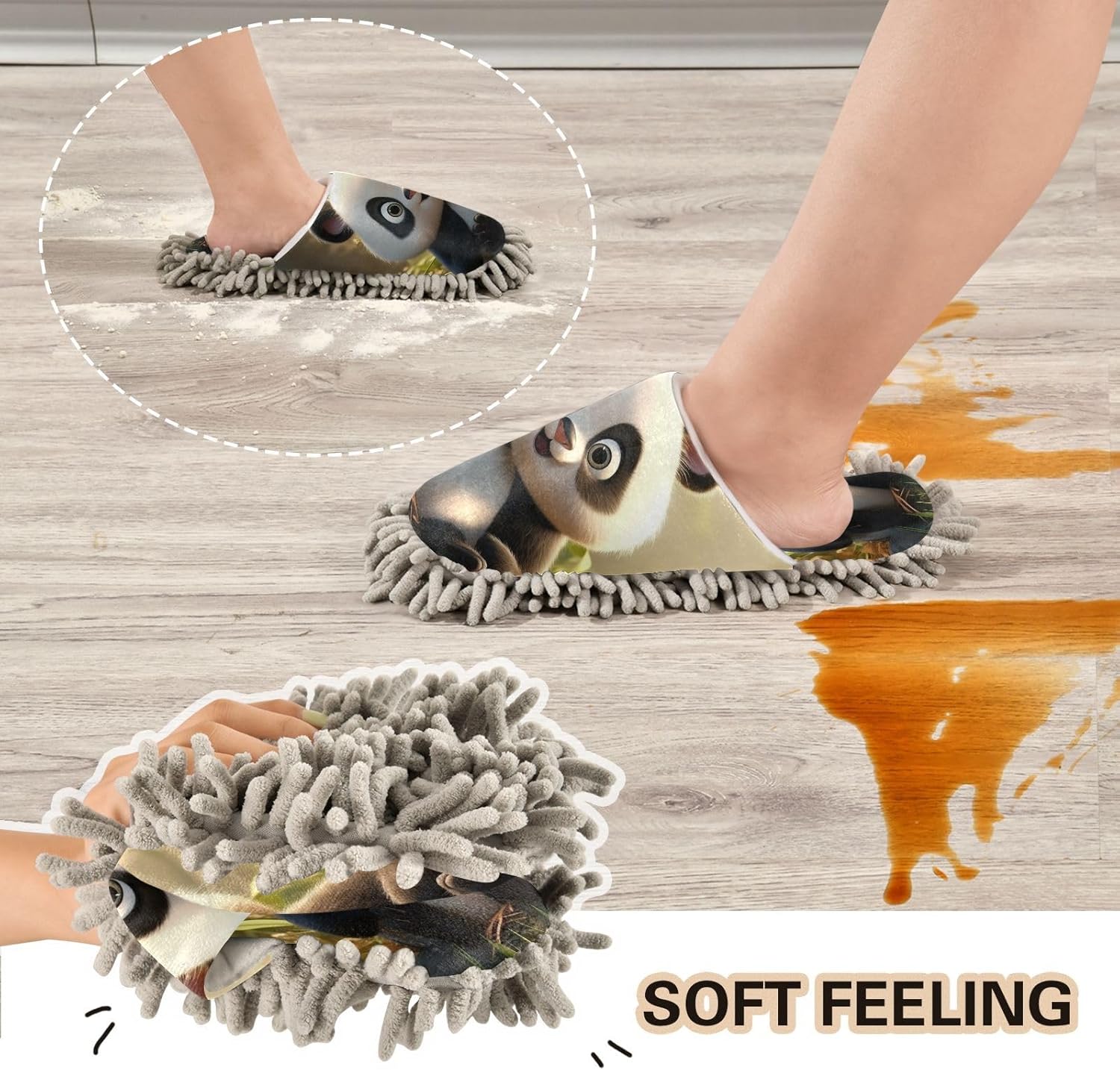 Cute Panda Kitchen Cleaning Slippers - Soft Absorbent for MenWomen
