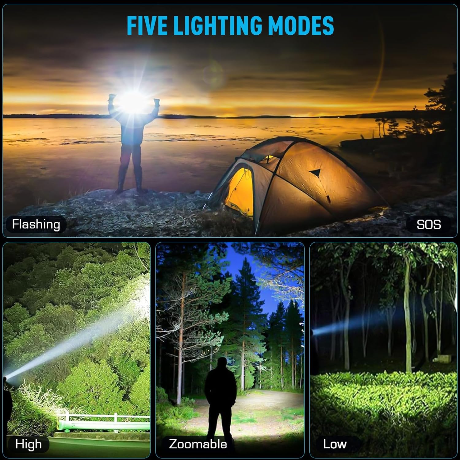 IPX7 Waterproof Rechargeable Headlamp with 90 Adjustability