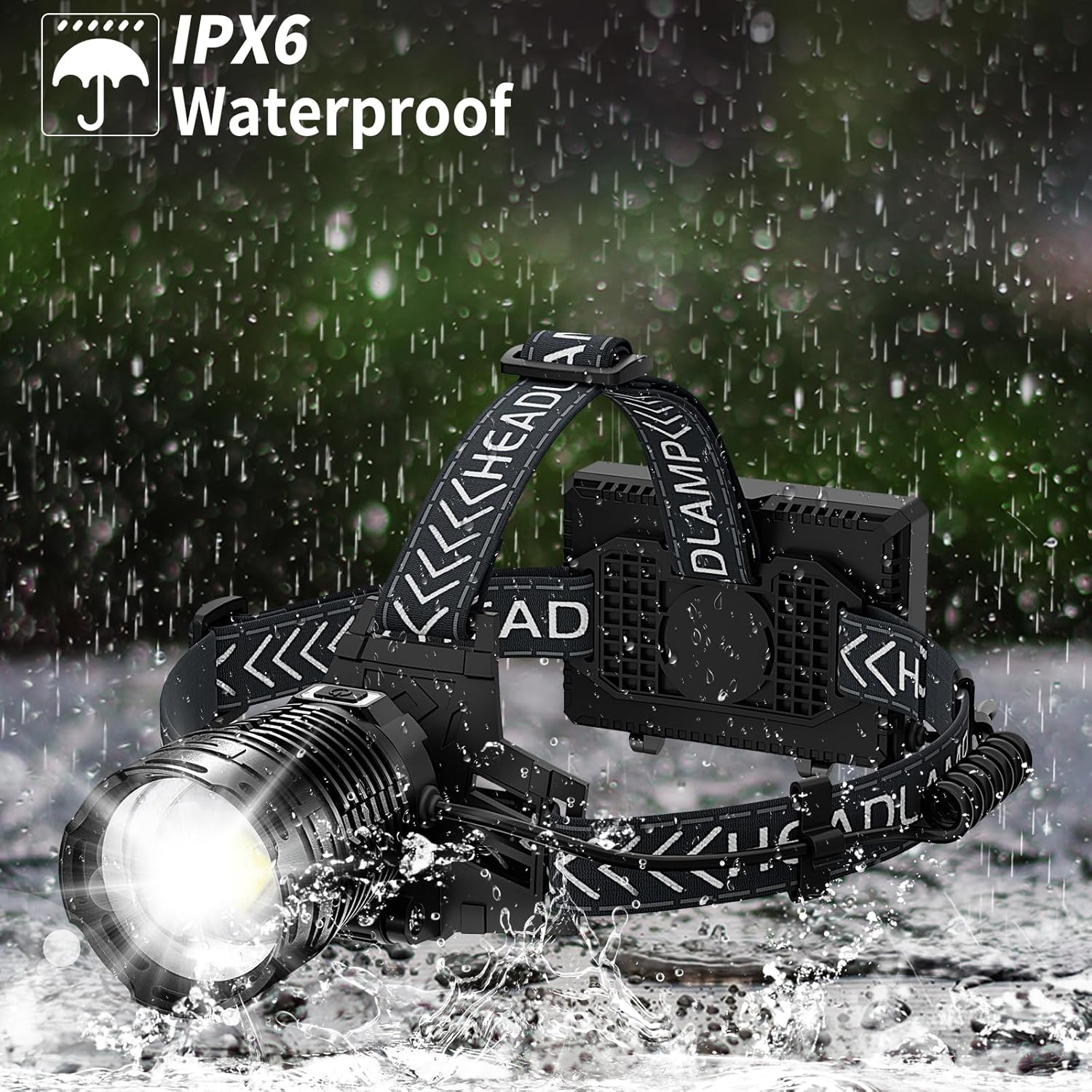 Sturdy 990000 Lumens Rechargeable Headlamp