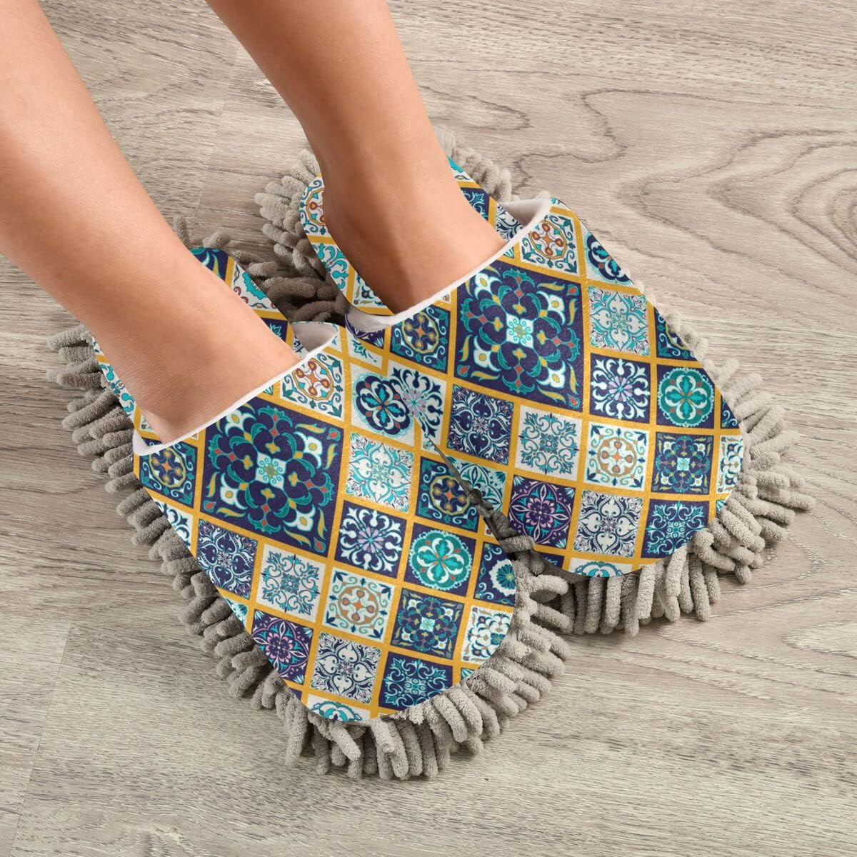 Ergonomic Boho Mandala Mop Slippers