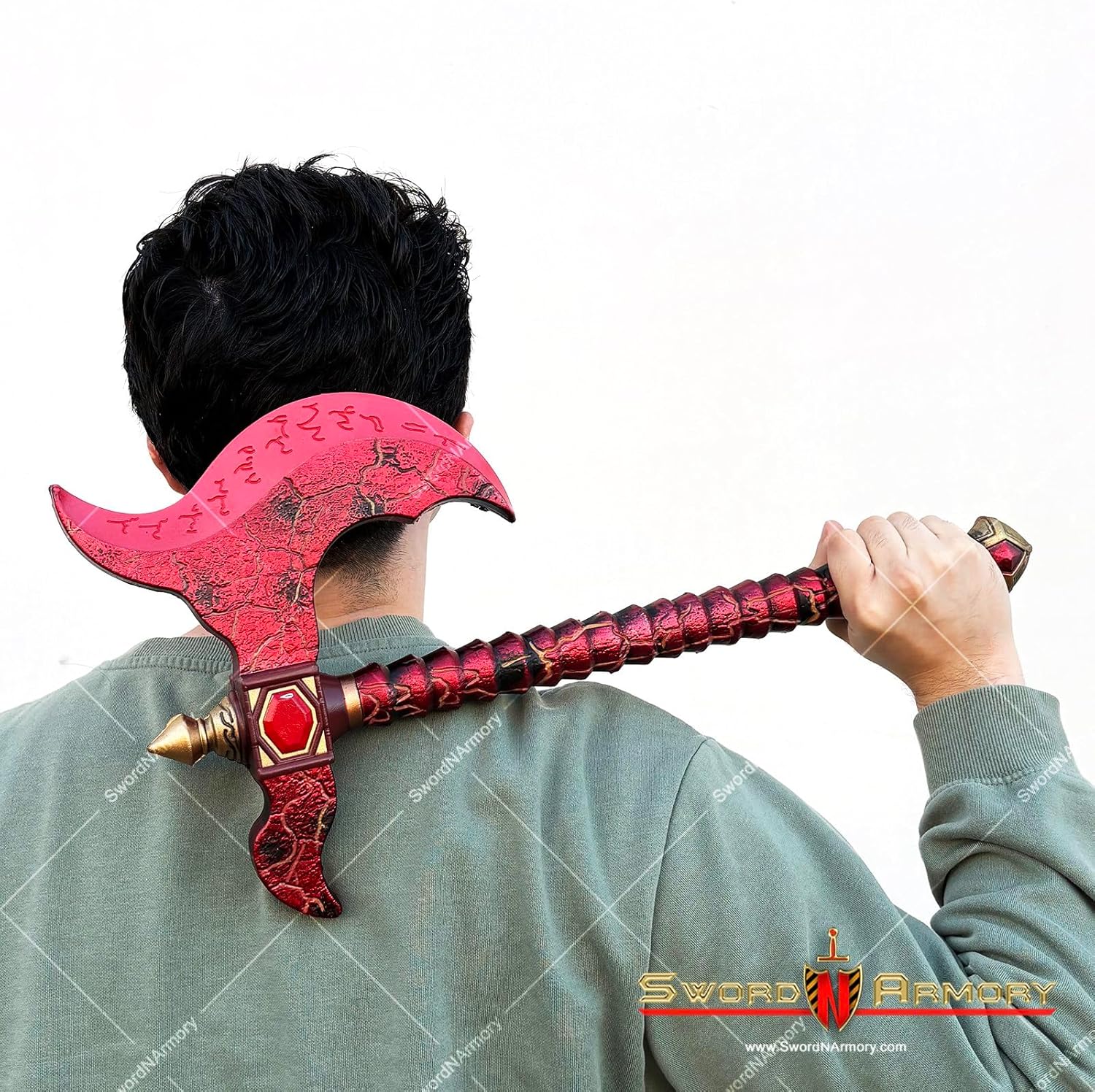 Fantasy Red Demon Axe Foam Replica Medieval Costume Prop
