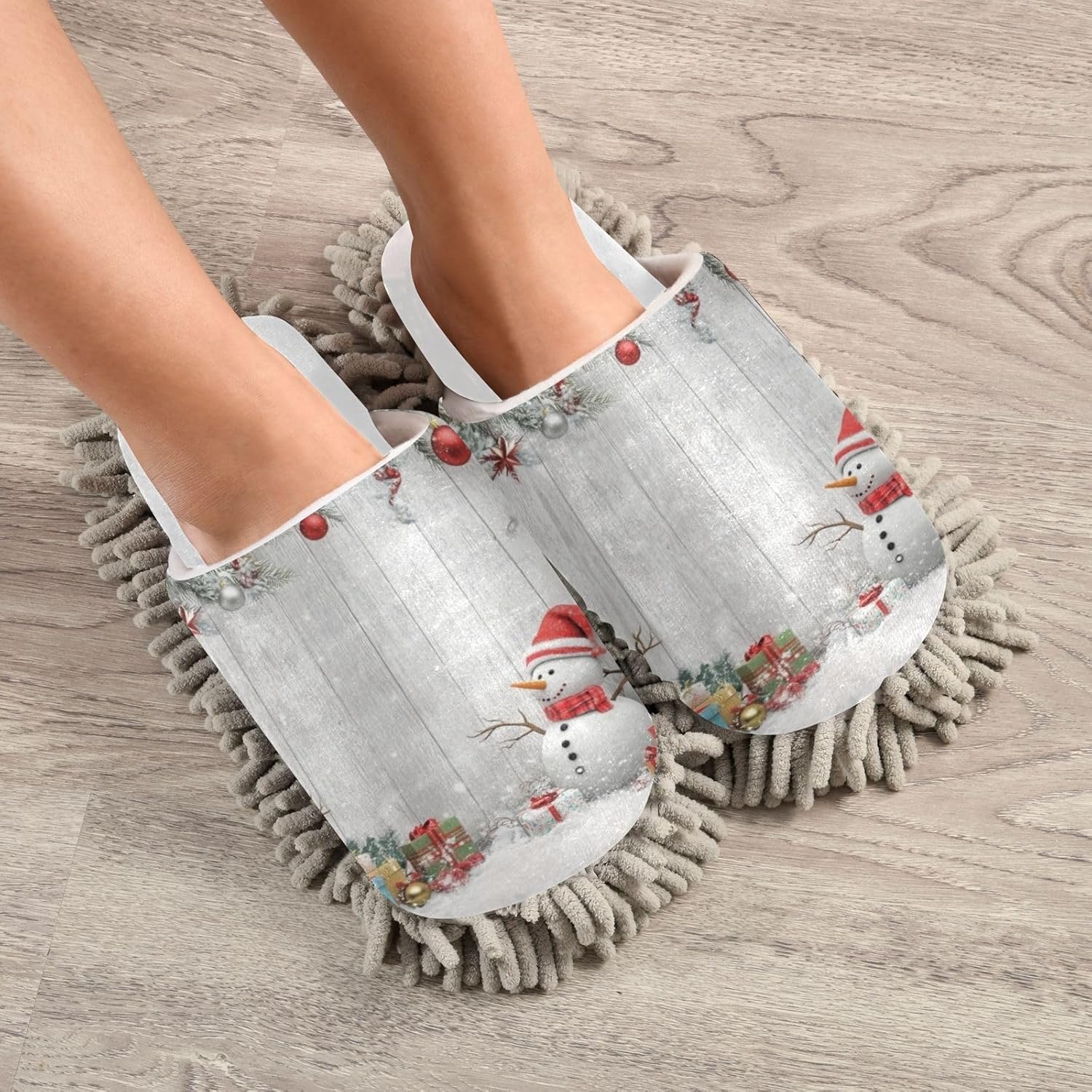 White Christmas Slippers for Efficient Cleaning