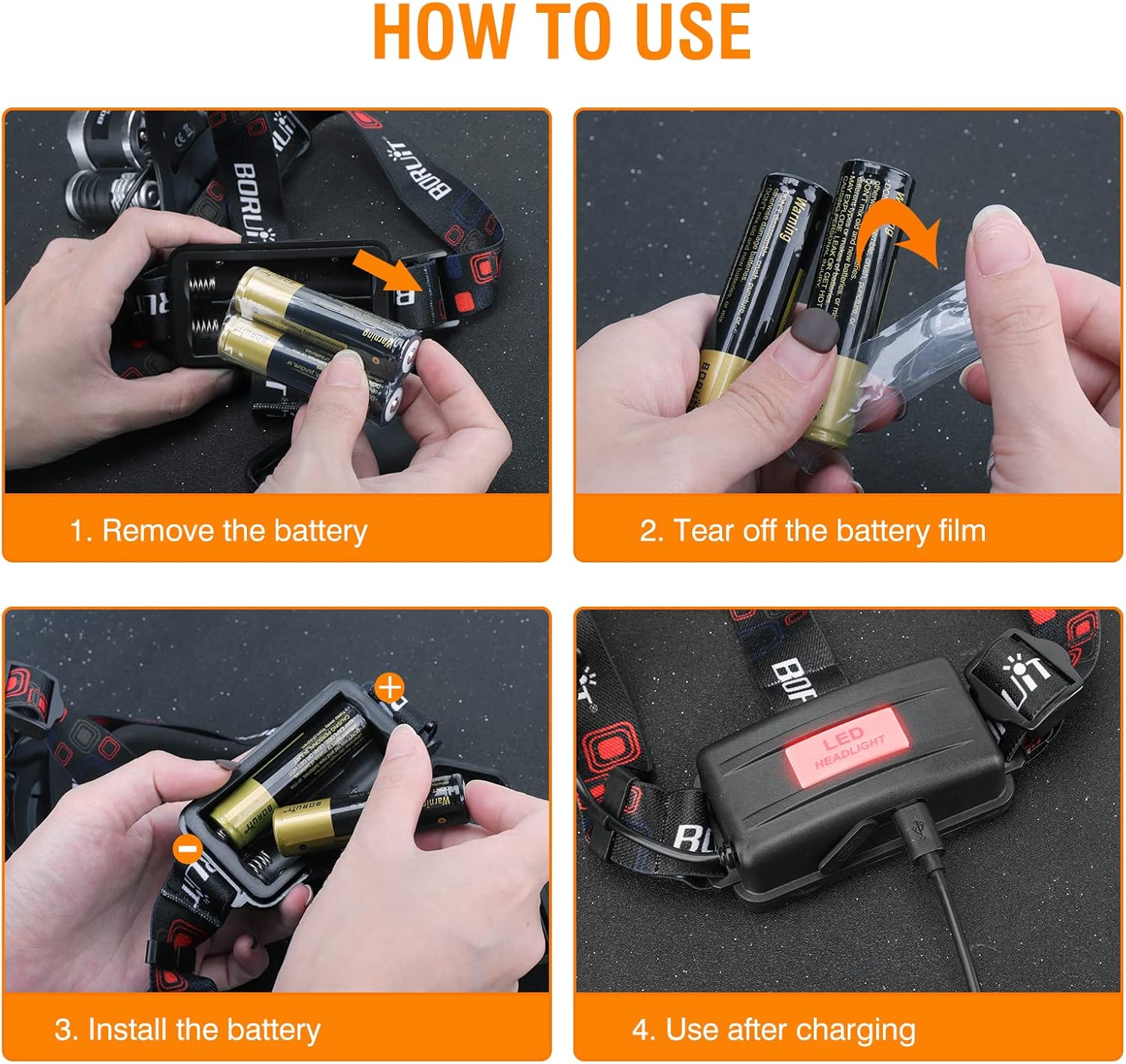 Portable Rechargeable Headlamp with 4 Modes 5000 Lumen for Camping Hiking