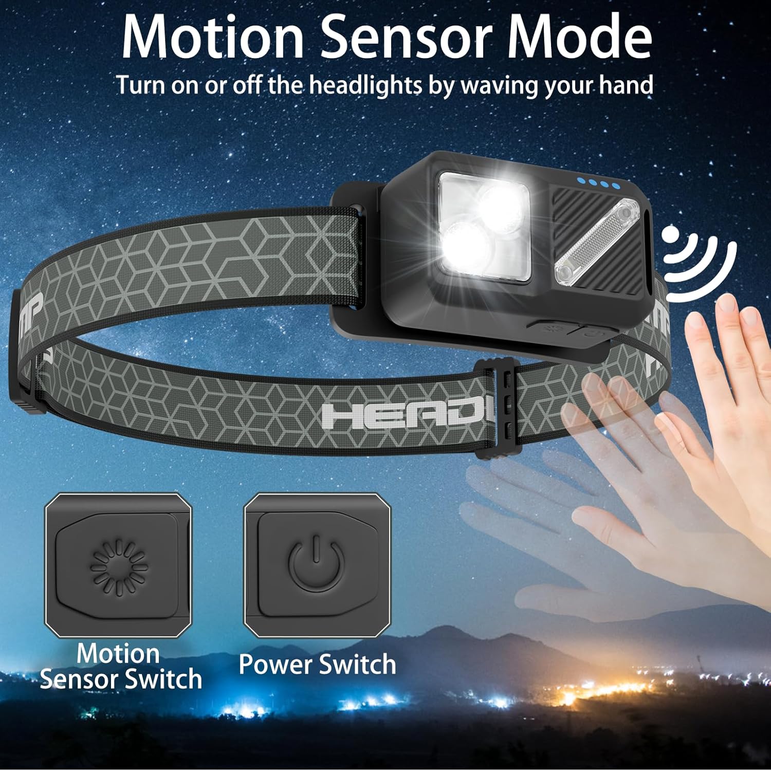 2500 LUMEN RECHARGEABLE HEADLAMP WITH 7 MODES