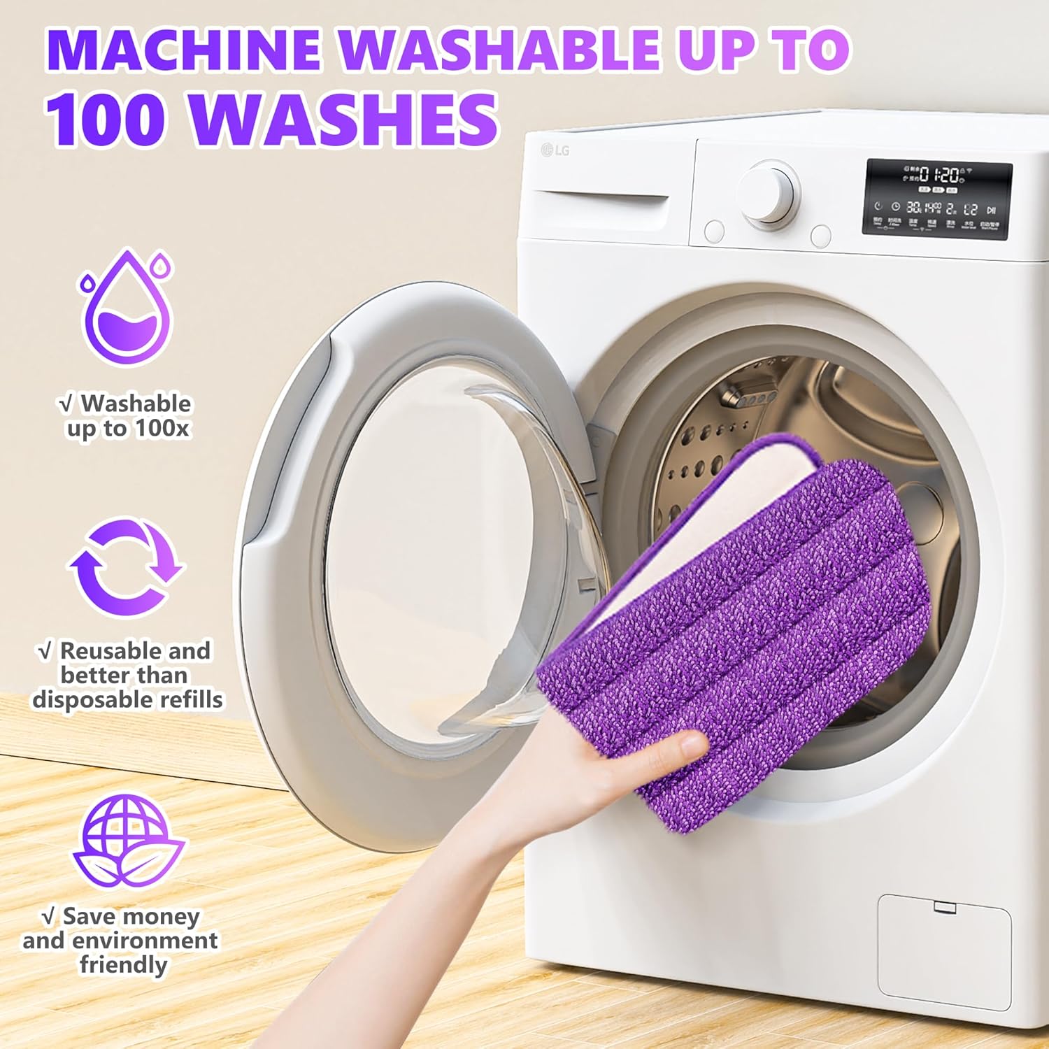 ILAVCOOL 6 Pack Reusable Microfiber Mop Pads for Swiffer PowerMop