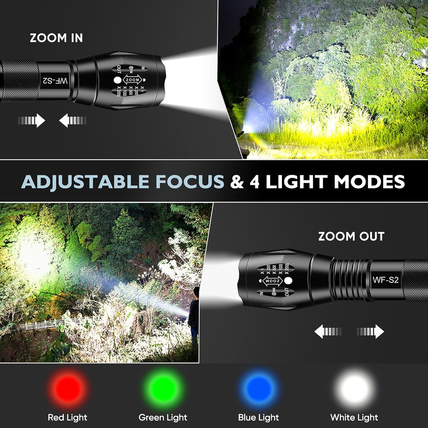 Durable Red Light Headlamp with 4 Color Options