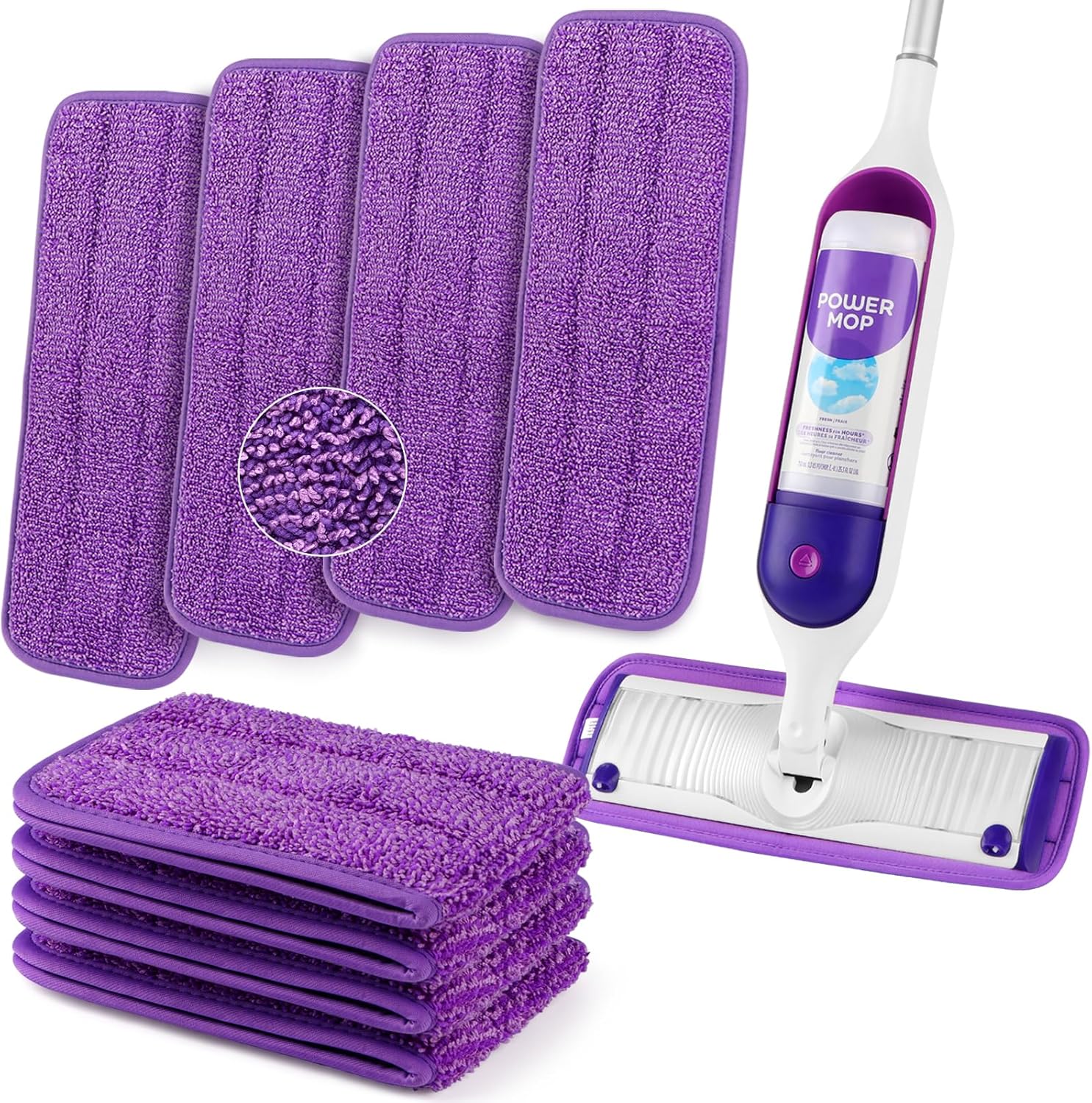 HOMEXCEL 8 Pack Reusable Microfiber Mop Pads for Swiffer PowerMop