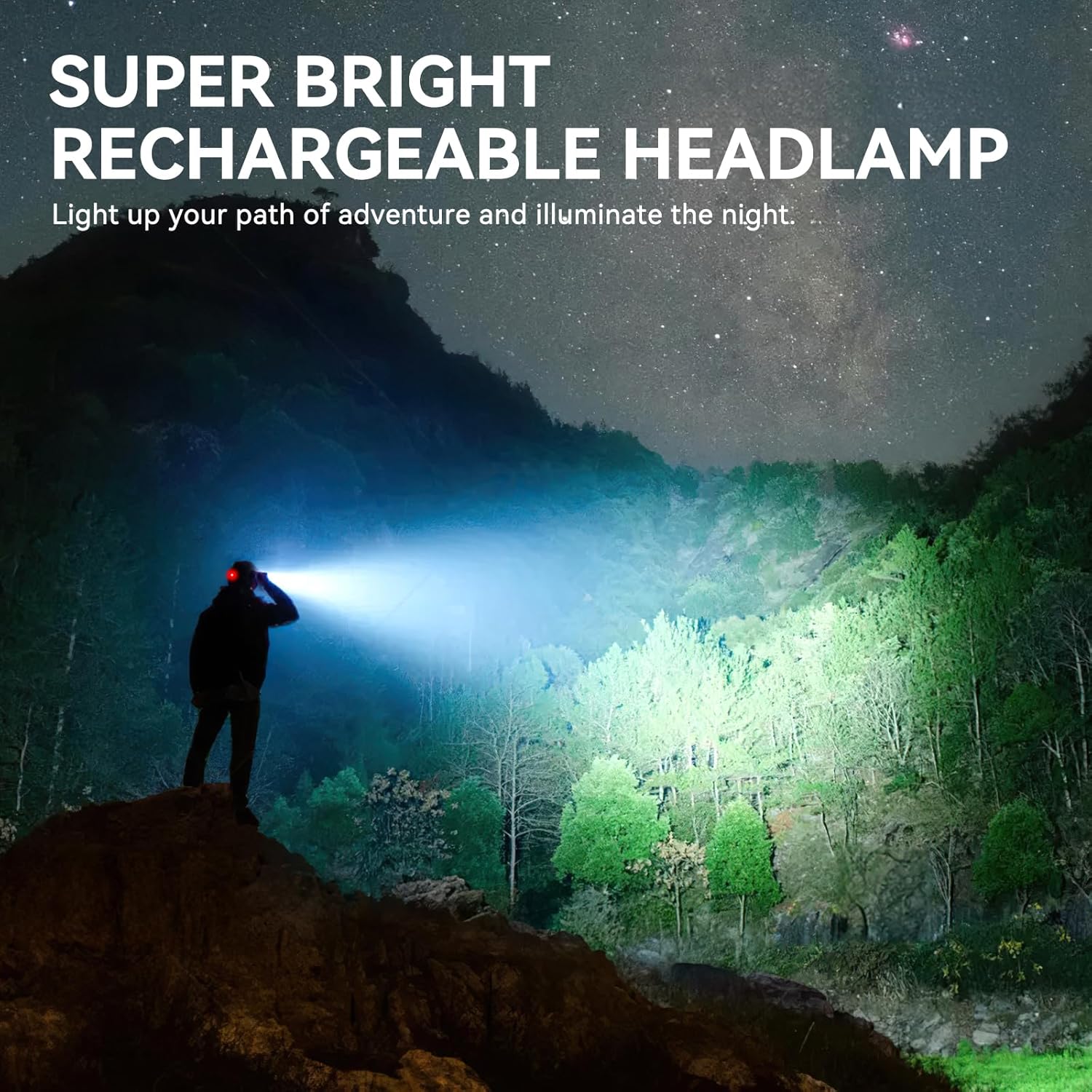 WdtProRechargeable Headlamp 90Adjustable LED Headlamp for Camping Hunting