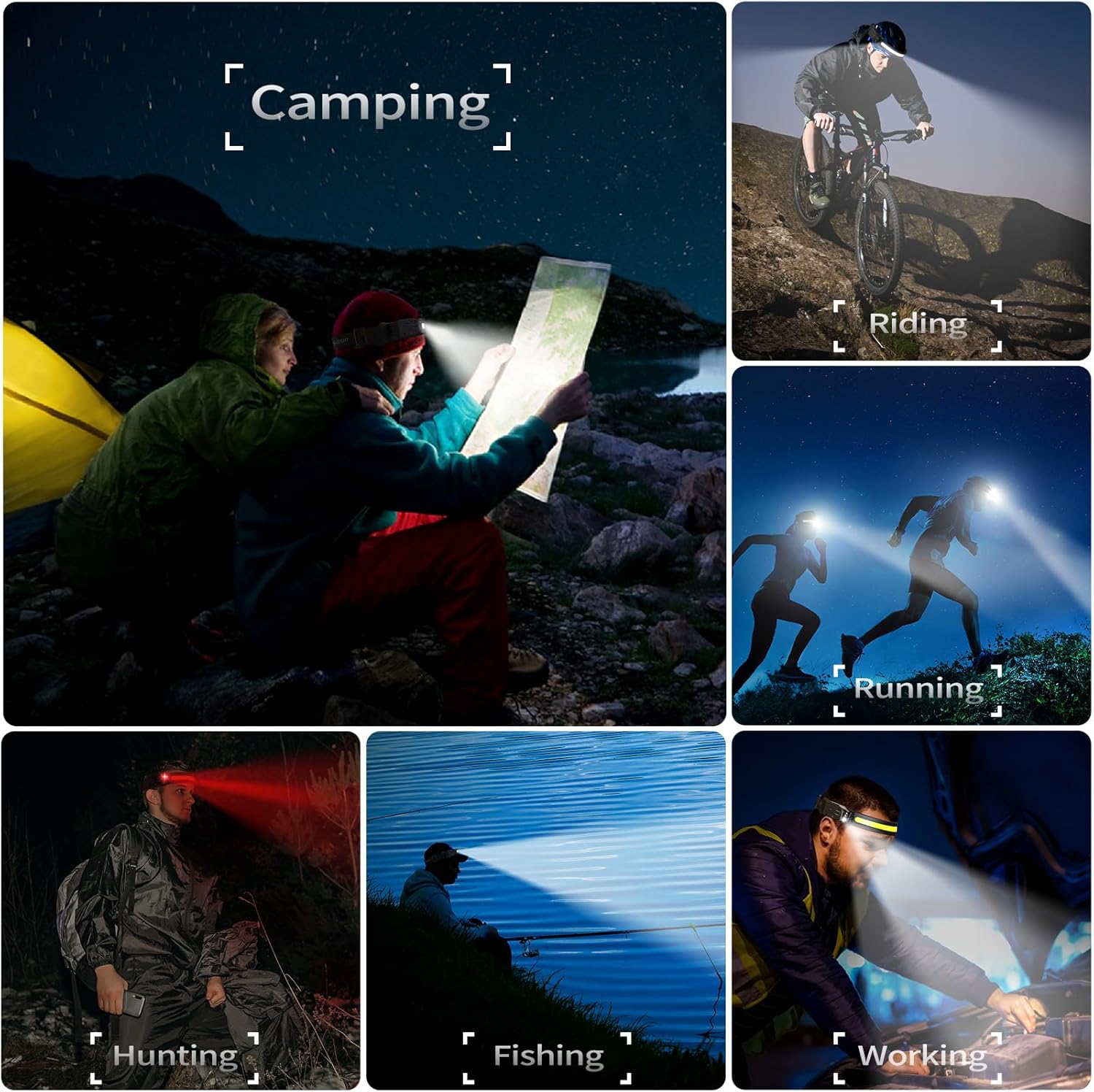 230 Wide Beam Headlamp Rechargeable During Camping or Hiking