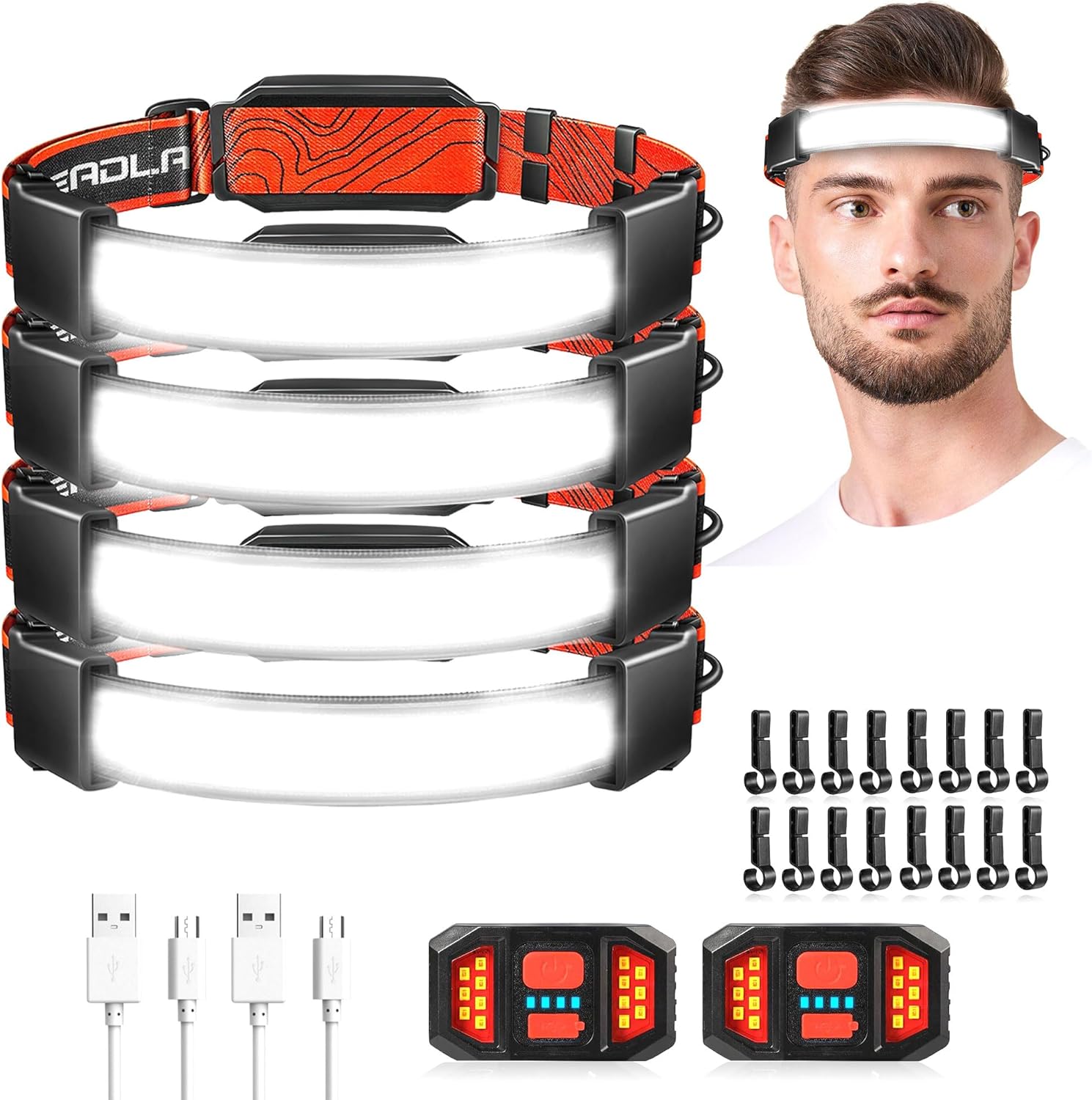 Aikertec Rechargeable Headlamp 4-Pack with 1500LM Brightness