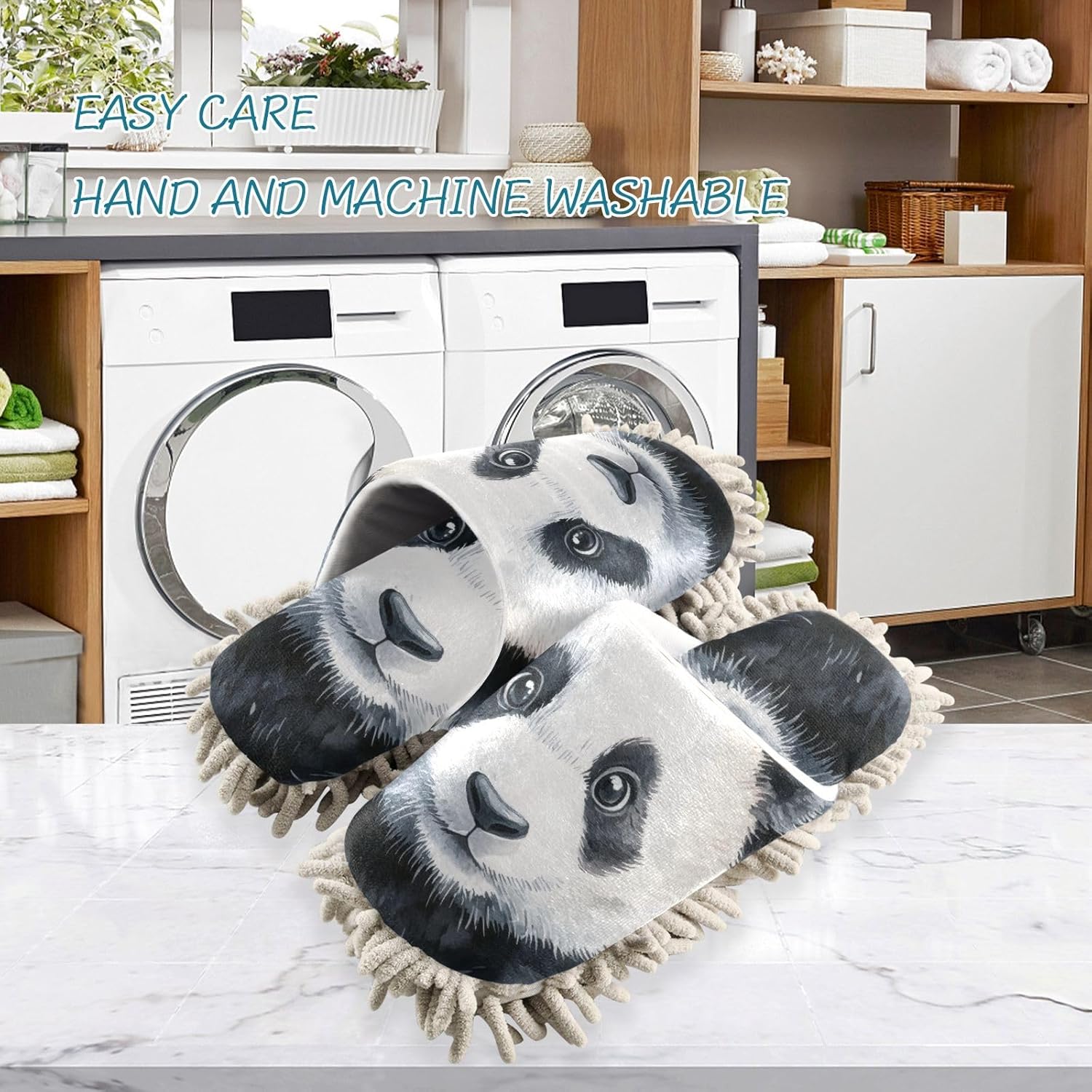 Cute Panda Microfiber Slippers - Soft Mop Slipper for Cleaning Floors