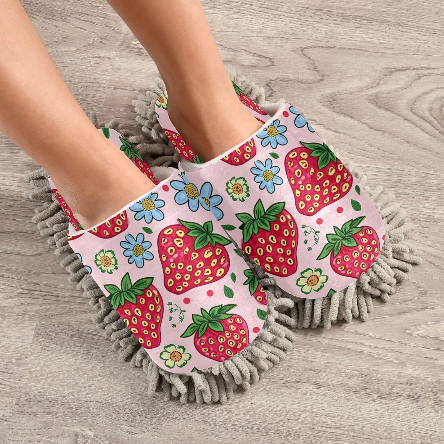 Cartoon Strawberry Mop Slippers