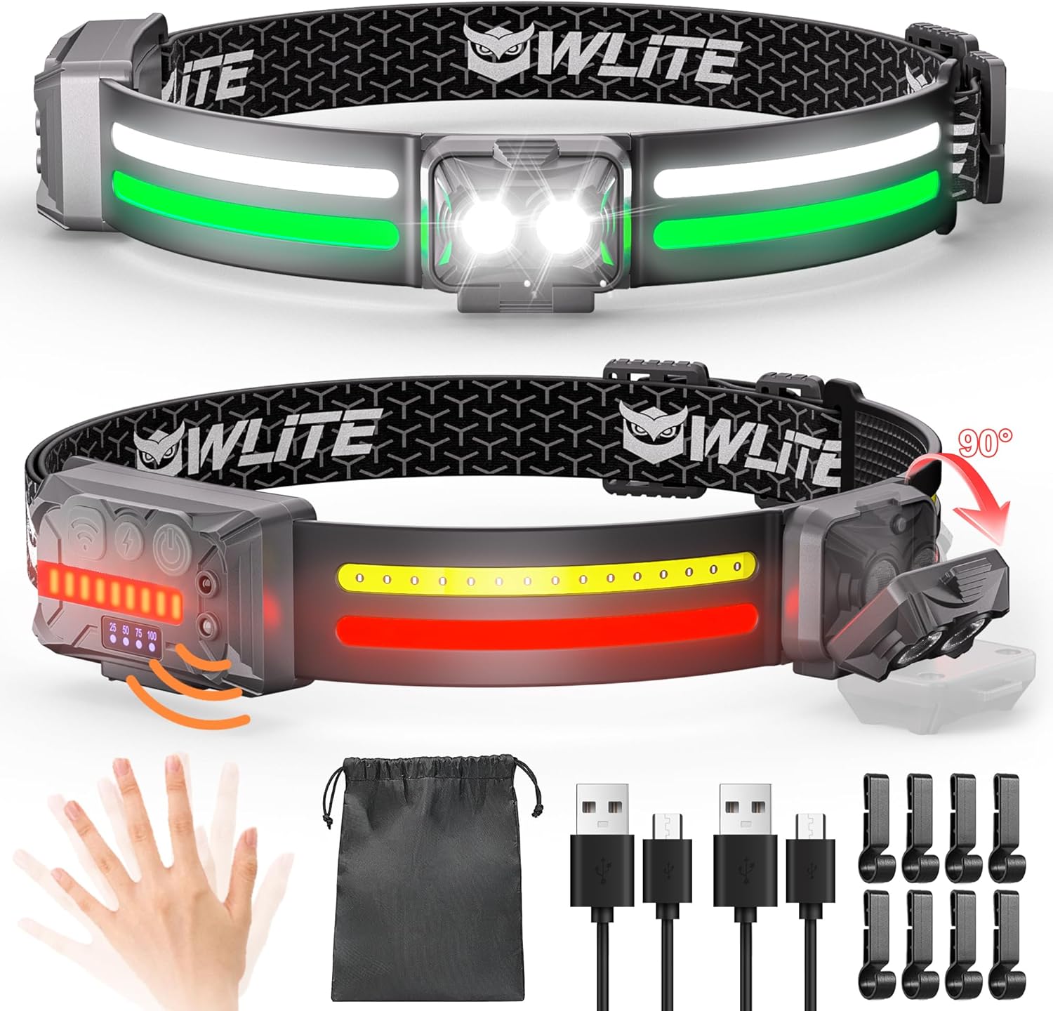 EGUKUFlashlight Headlamp Rechargeable 2Pack