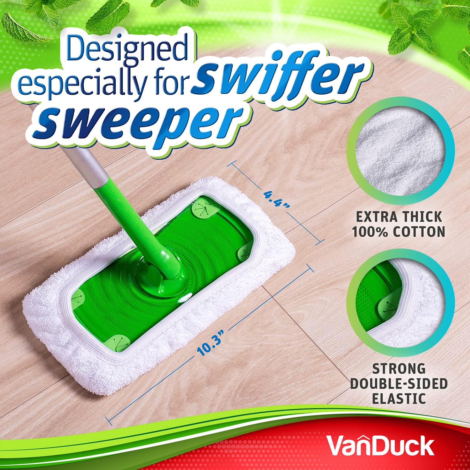 Reusable 100 Cotton Terry Cloth Mop Pads for Swiffer Sweeper 8-Pack