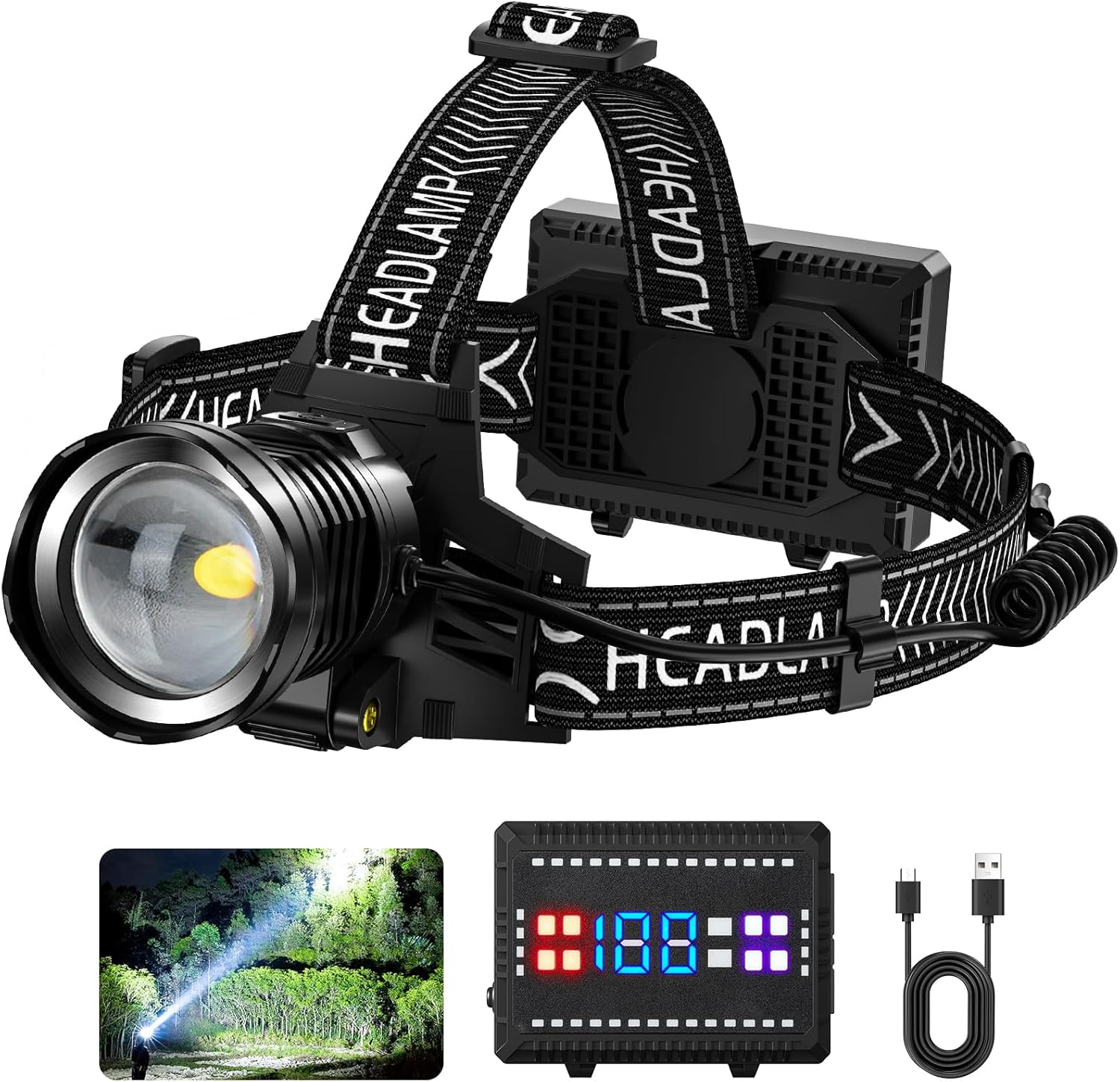 Rechargeable LED Headlamp with High Brightness
