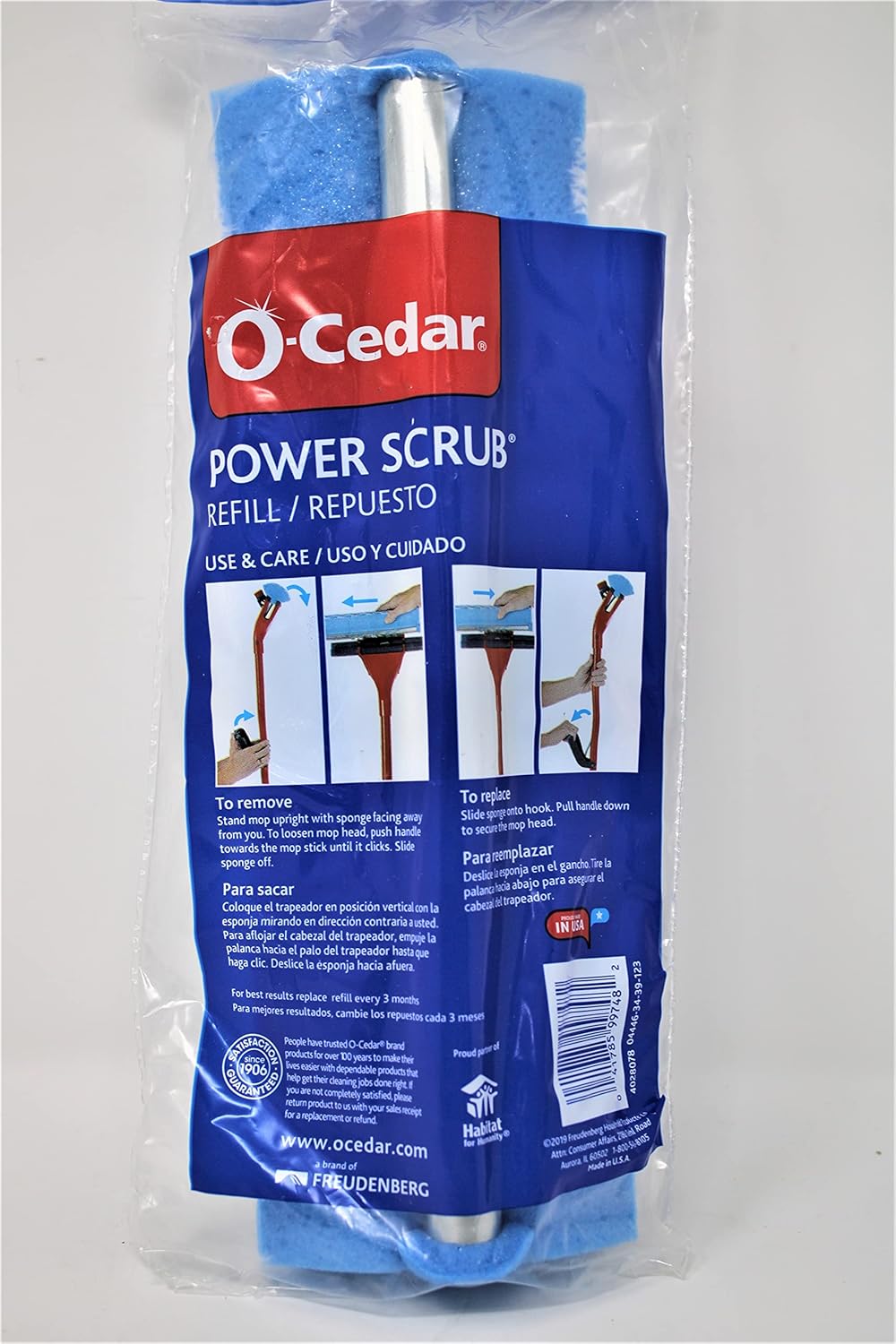 O-Cedar Power Scrub 10 in L Sponge Microfiber Roller Mop Refill