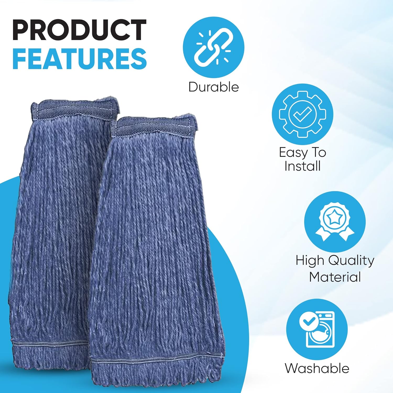 20oz Heavy Duty Mop Head Replacement 4 Pack