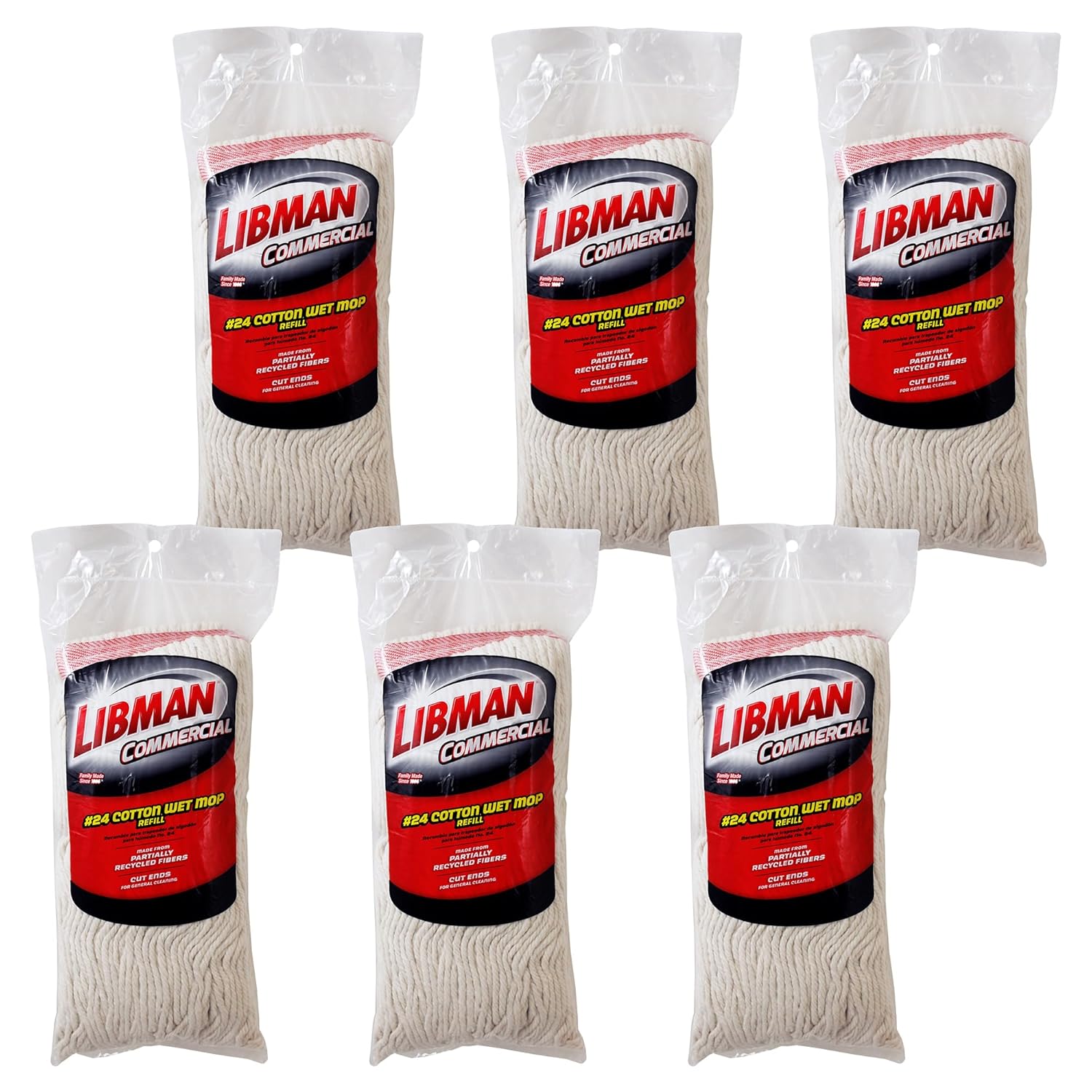 Eco-Friendly Wet Mop Heads Recycled Cotton 6-Piece Set