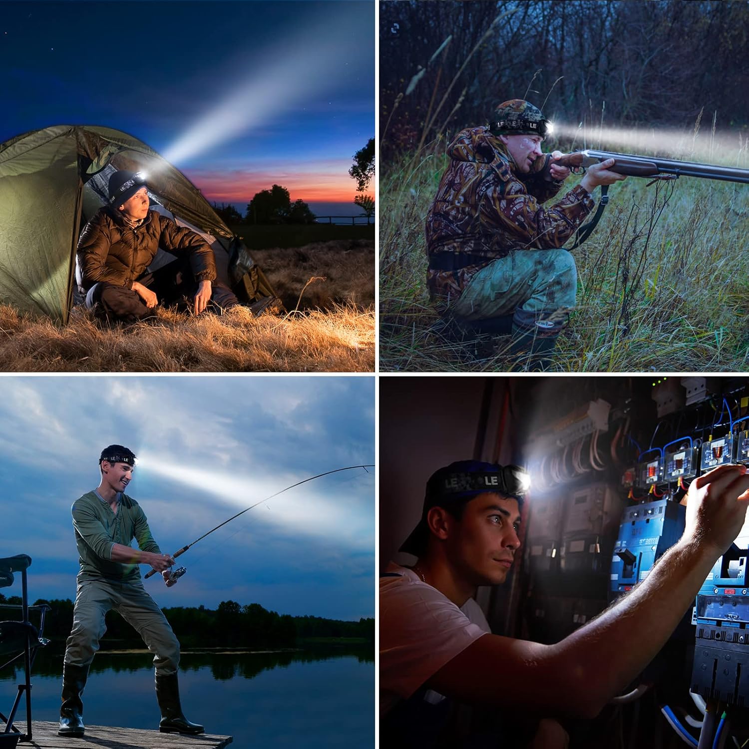 Lighting Ever Rechargeable LED Headlamp - 2-Packs for Camping Hiking