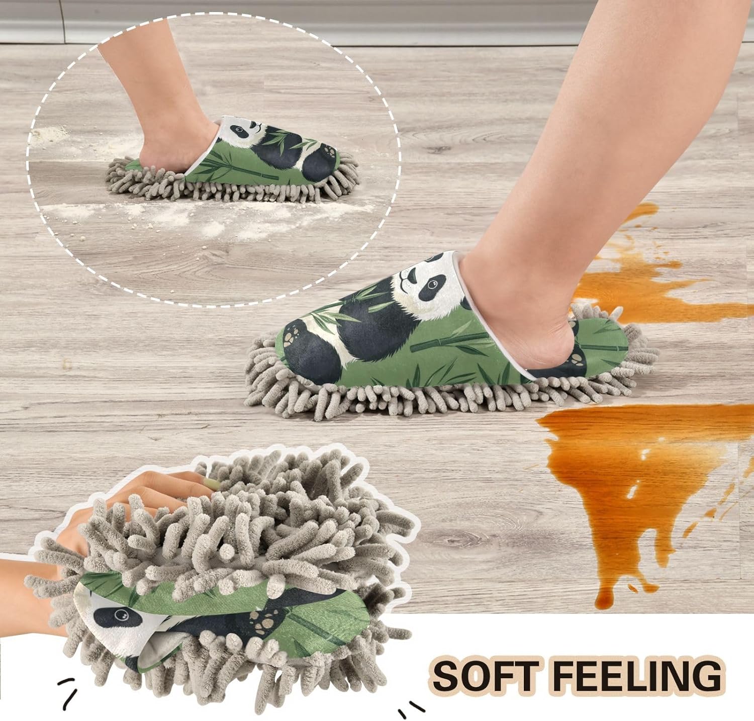 Stylish Microfiber Forest Panda Slippers for Cleaners