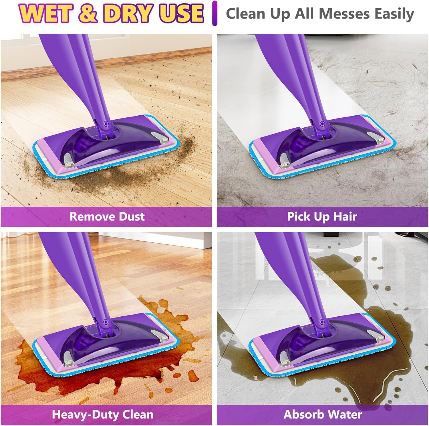 Reusable Microfiber Mop Pads for Swiffer Wet Jet Dry Use