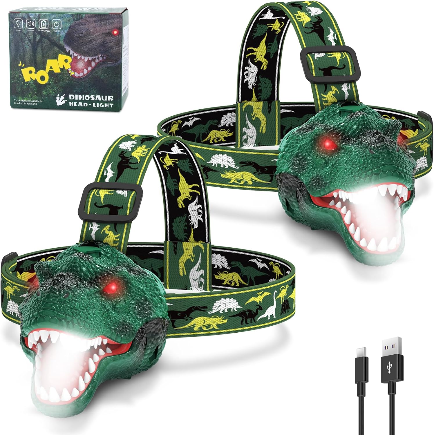 Spray Dinosaur Headlamp 2-Pack
