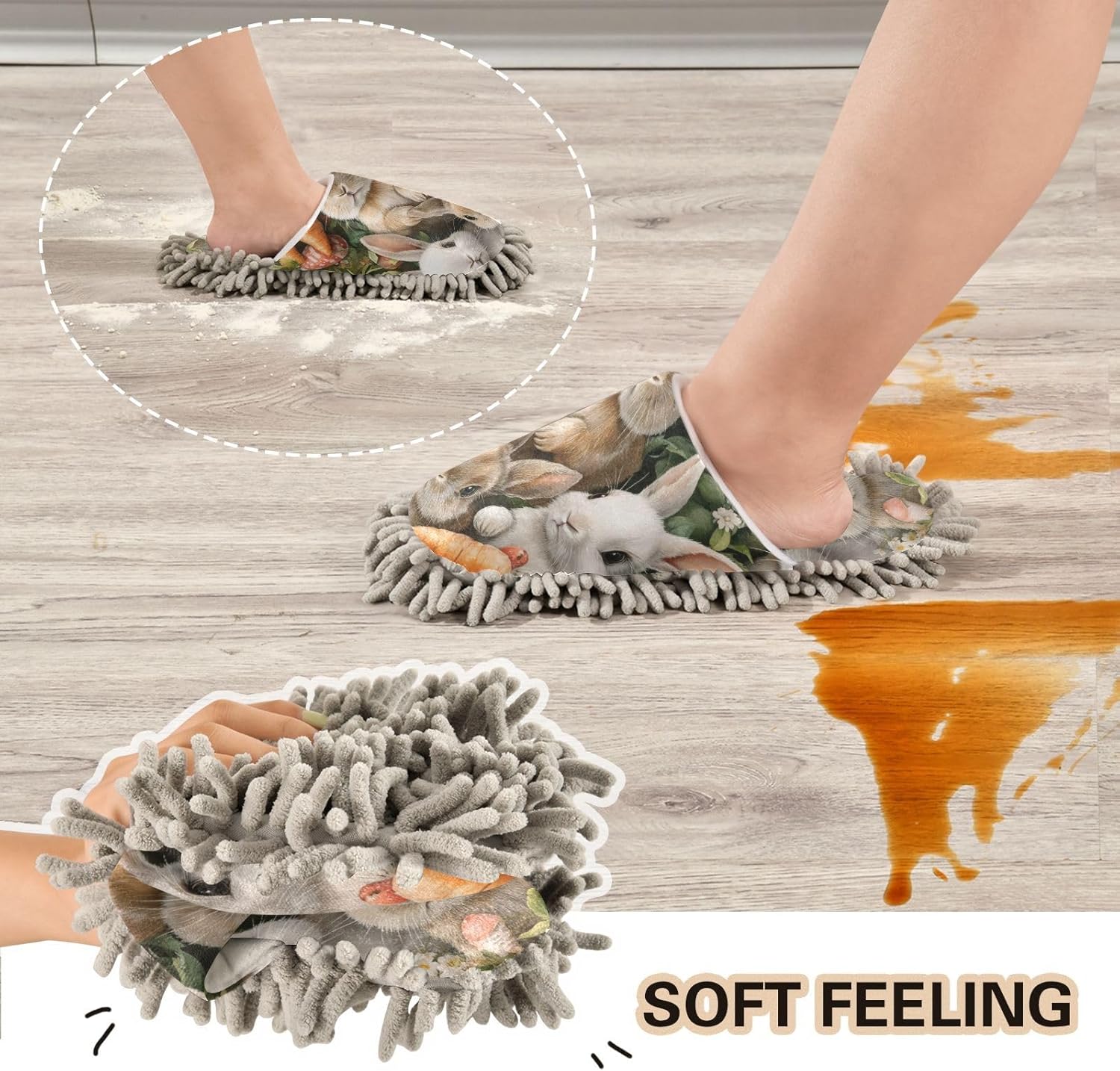 FLildon Microfiber Cleaning Slipper Soft Washable Floor Mop for MenWomen