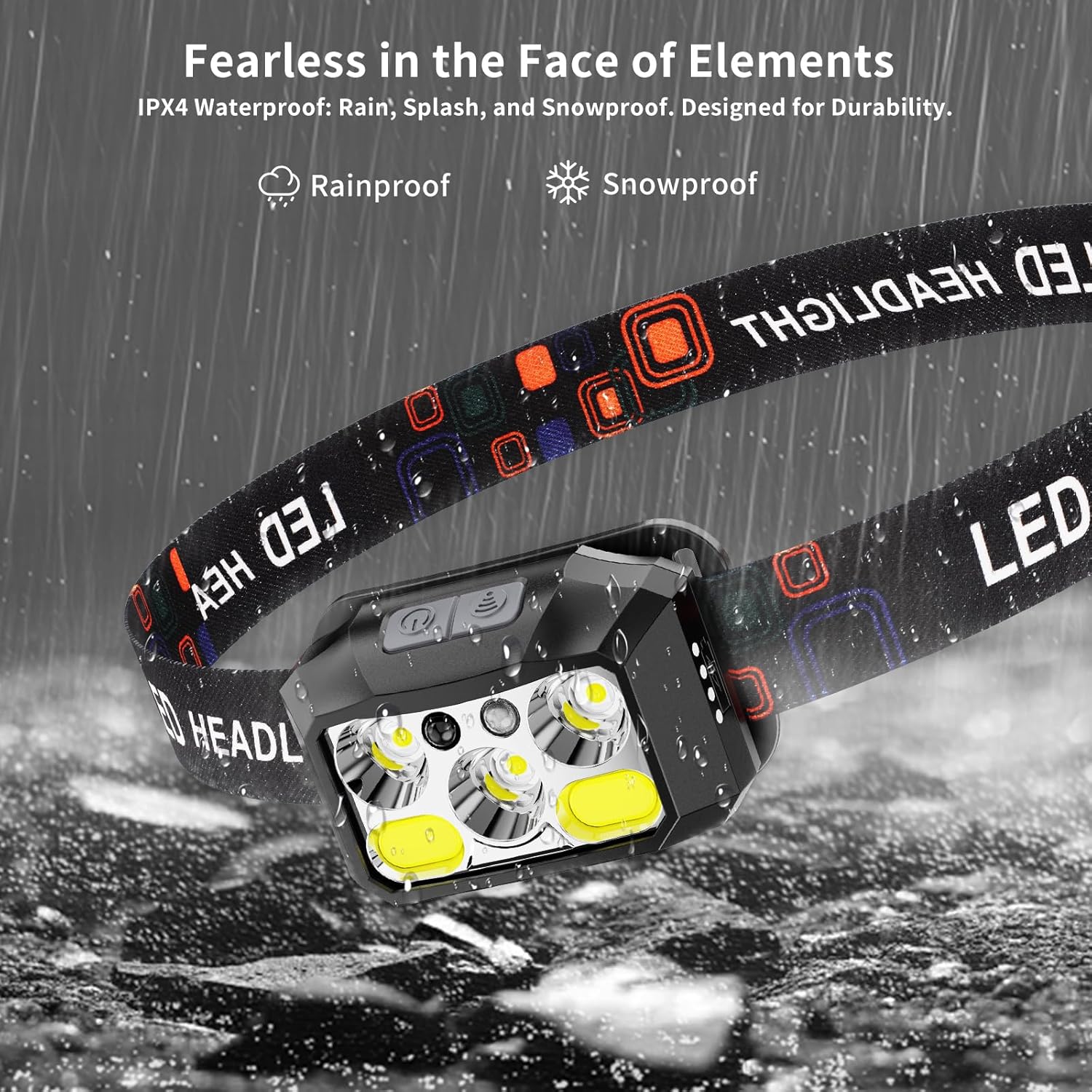 1200 Lumens Headlamp Rechargeable IPX4 Waterproof Red Light Mode 8 Modes
