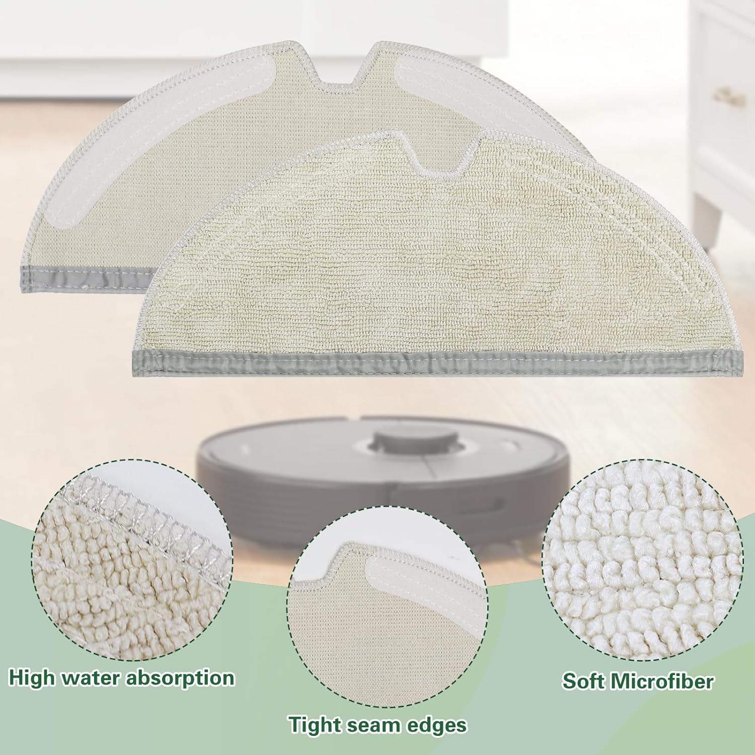 VIEWALL Reusable Microfiber Mop Cloth for Roborock 6 Packs