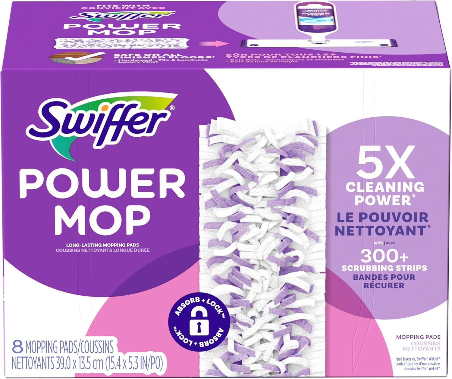 Swiffer PowerMop Refill Pads 8 Ct Pack of 2
