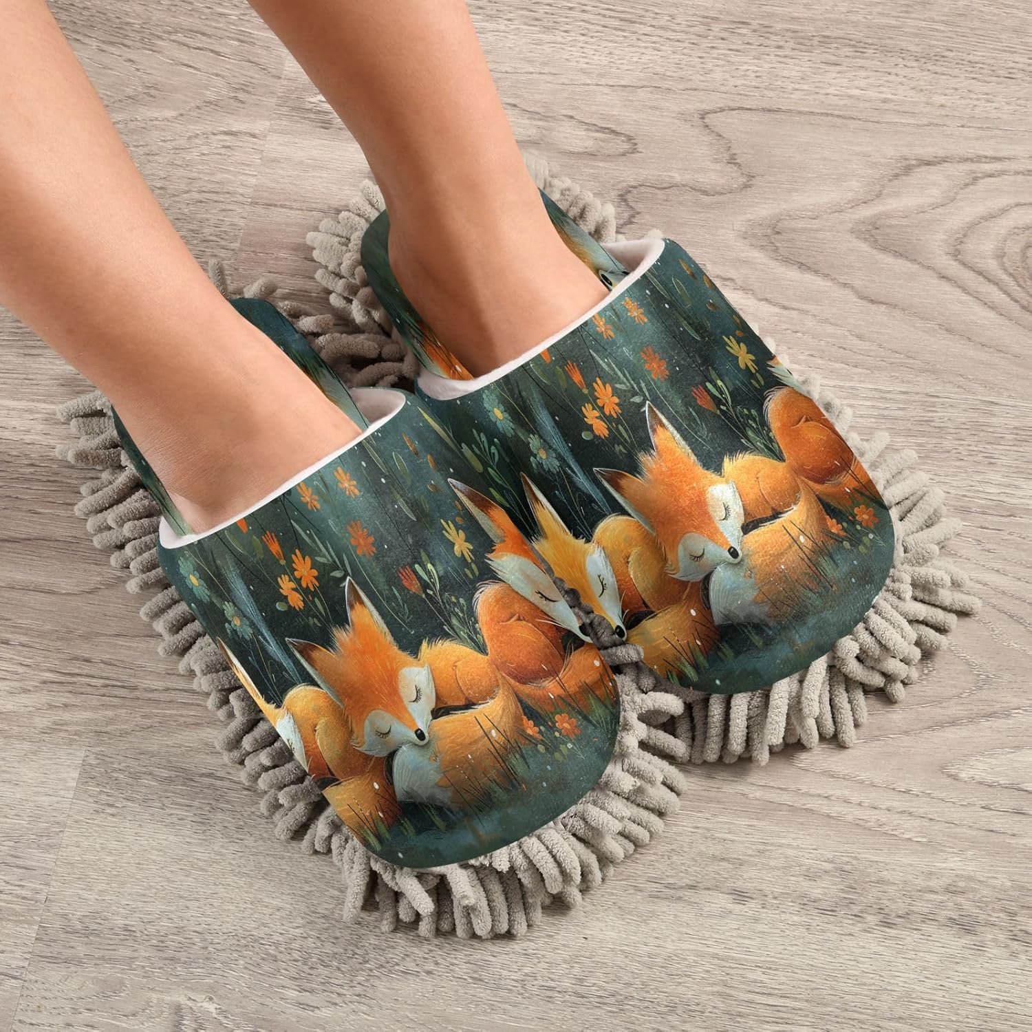 Cartoon Cute Fox Kitchen Cleaning Slippers