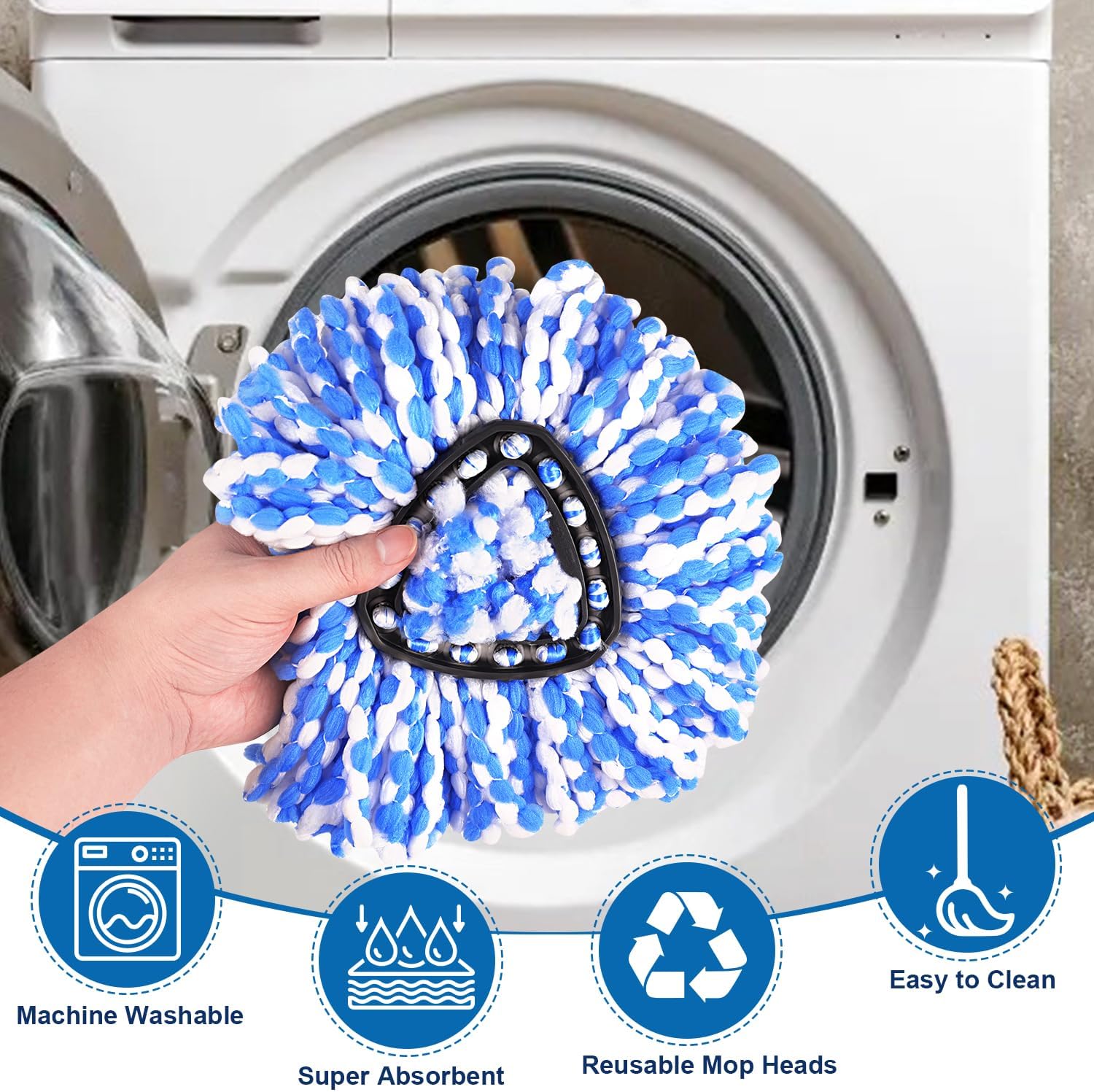 4-Pack Mop Replacement Heads for O Cedar RinseClean 2 Tank System