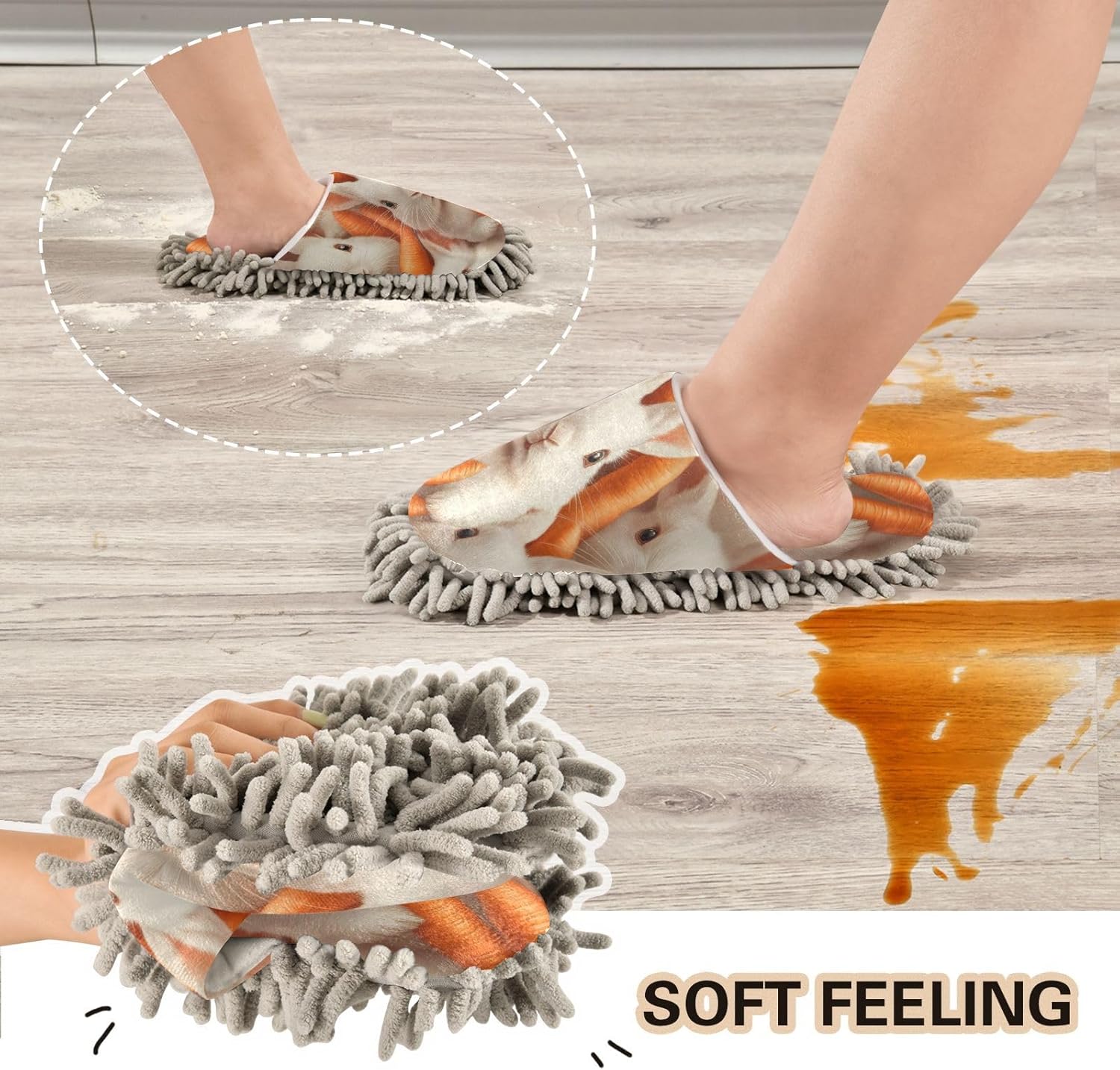 FLildonMicrofiber Mop Slippers for House Car Washable Soft Comfortable