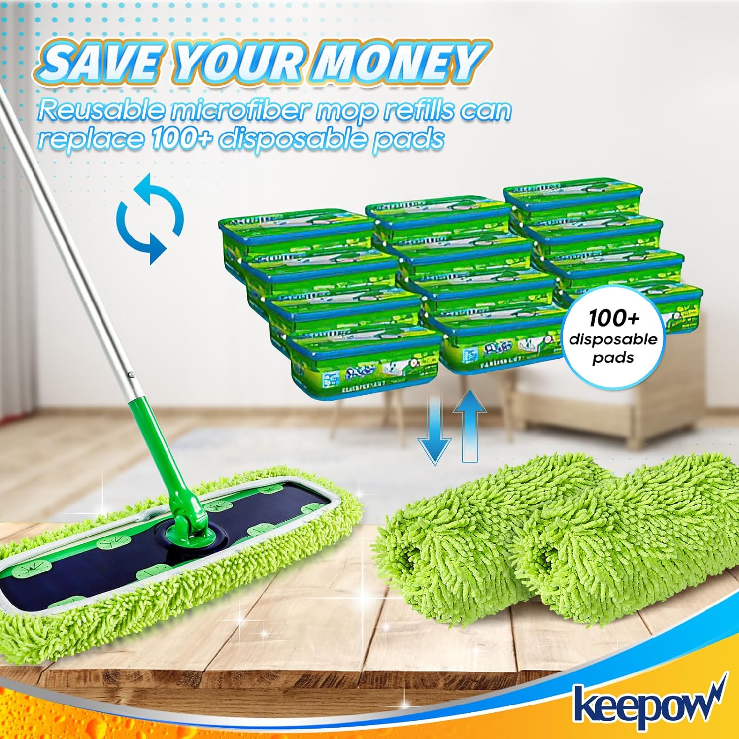 KEEPOW Reusable Swiffer XL Mop Pads
