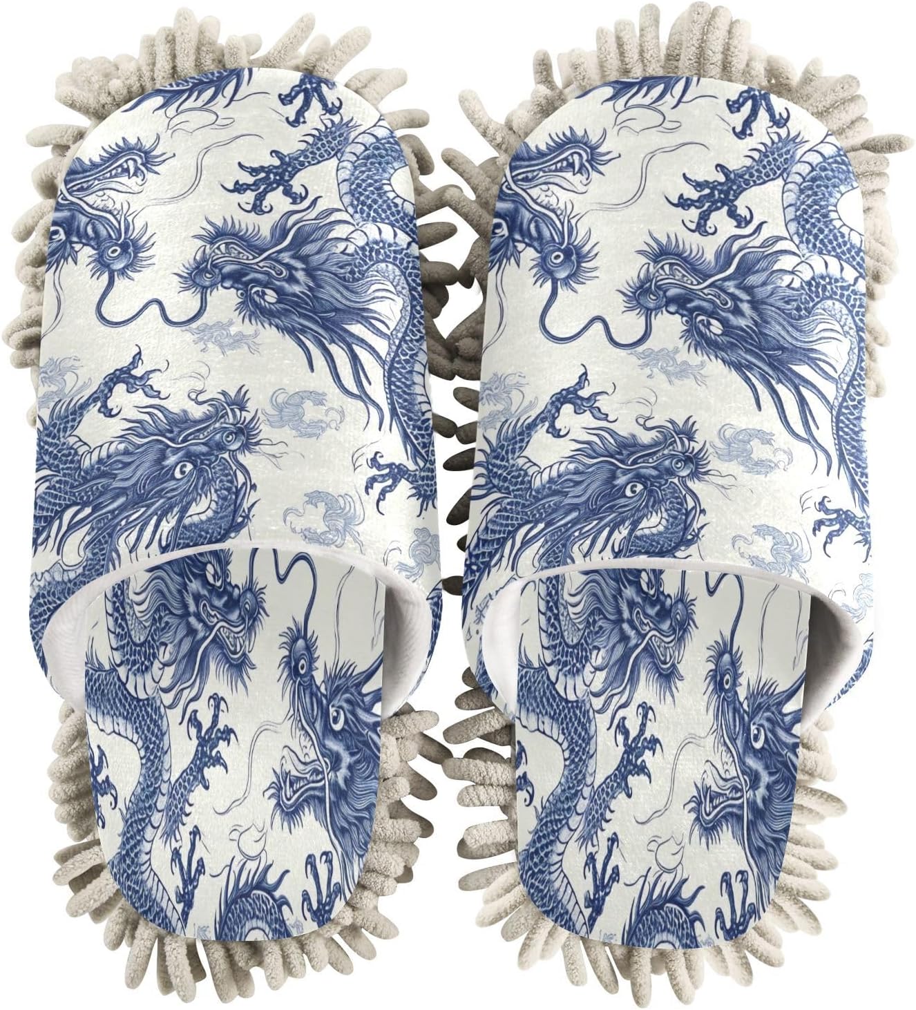 Zhirexin kitchen cleaning slippers Blue Dragons Microfiber Mop Slippers for home use