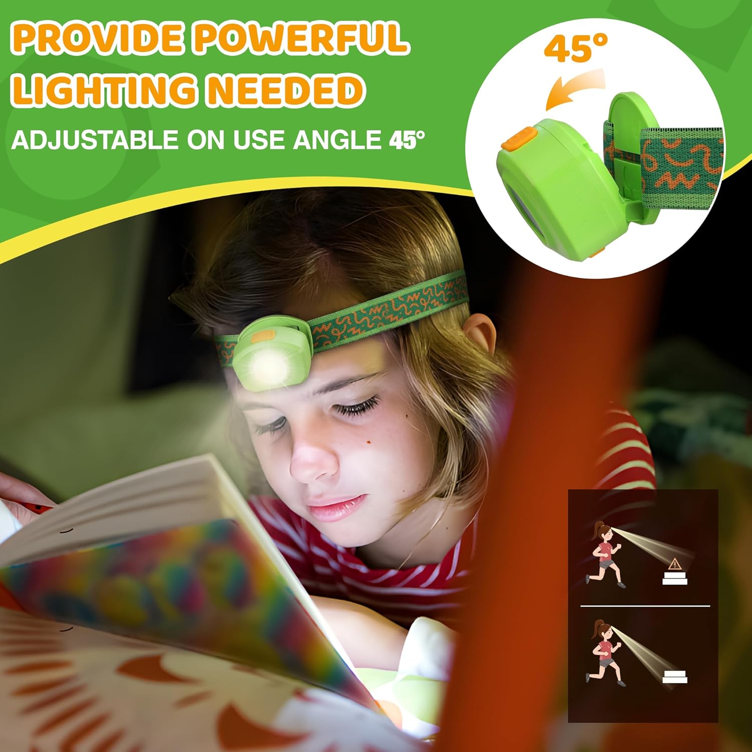 Bright Adjustable RGB Kids Headlamp for Camping More
