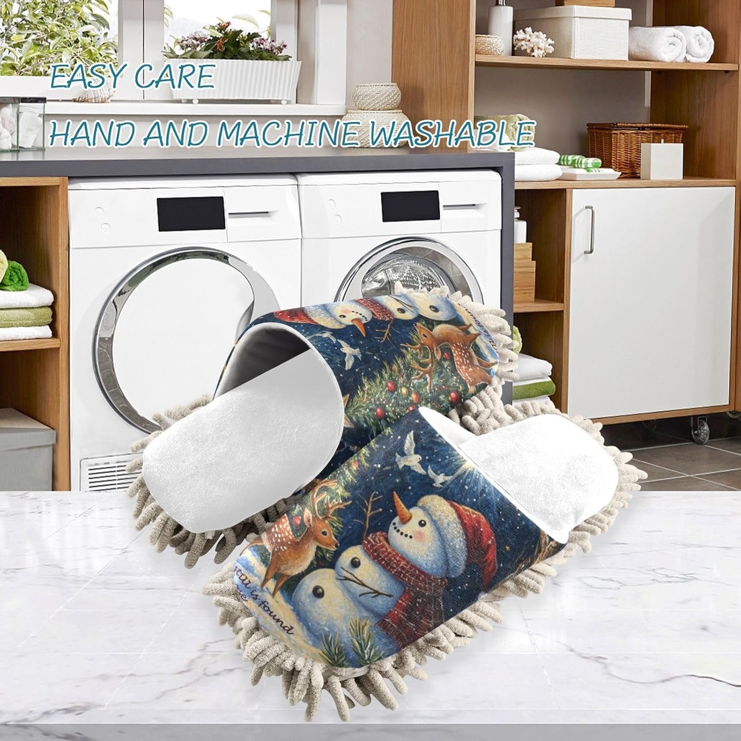 Running Bear Snowman Mop Slippers